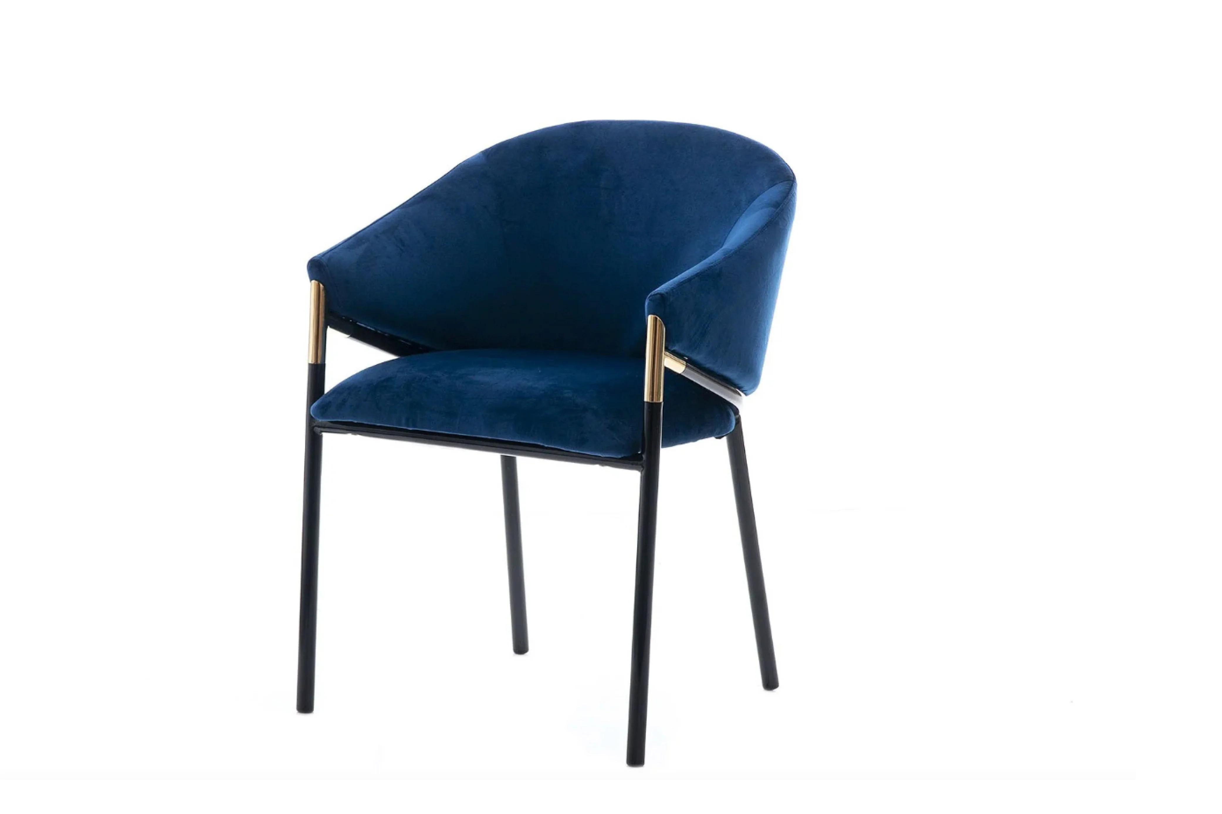 Donnie Curved Back Blue Velvet Dining Chair - Image 5