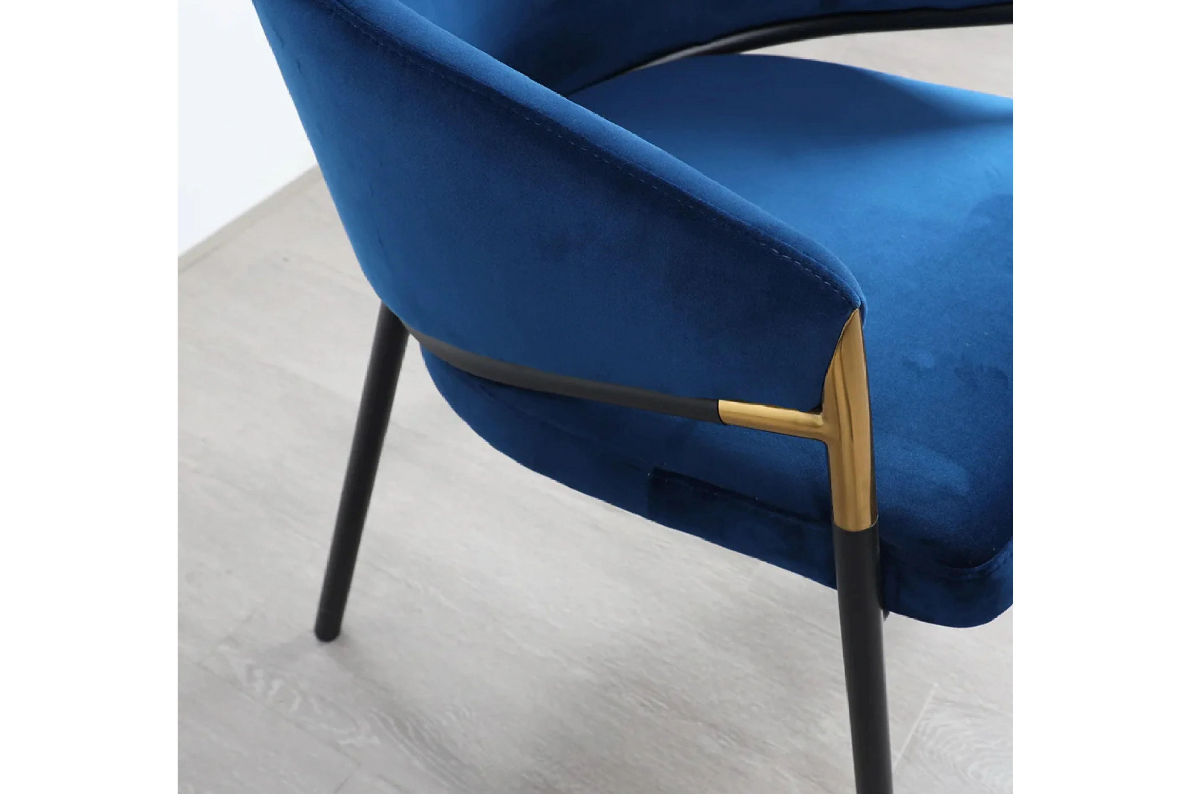 Donnie Curved Back Blue Velvet Dining Chair - Image 7