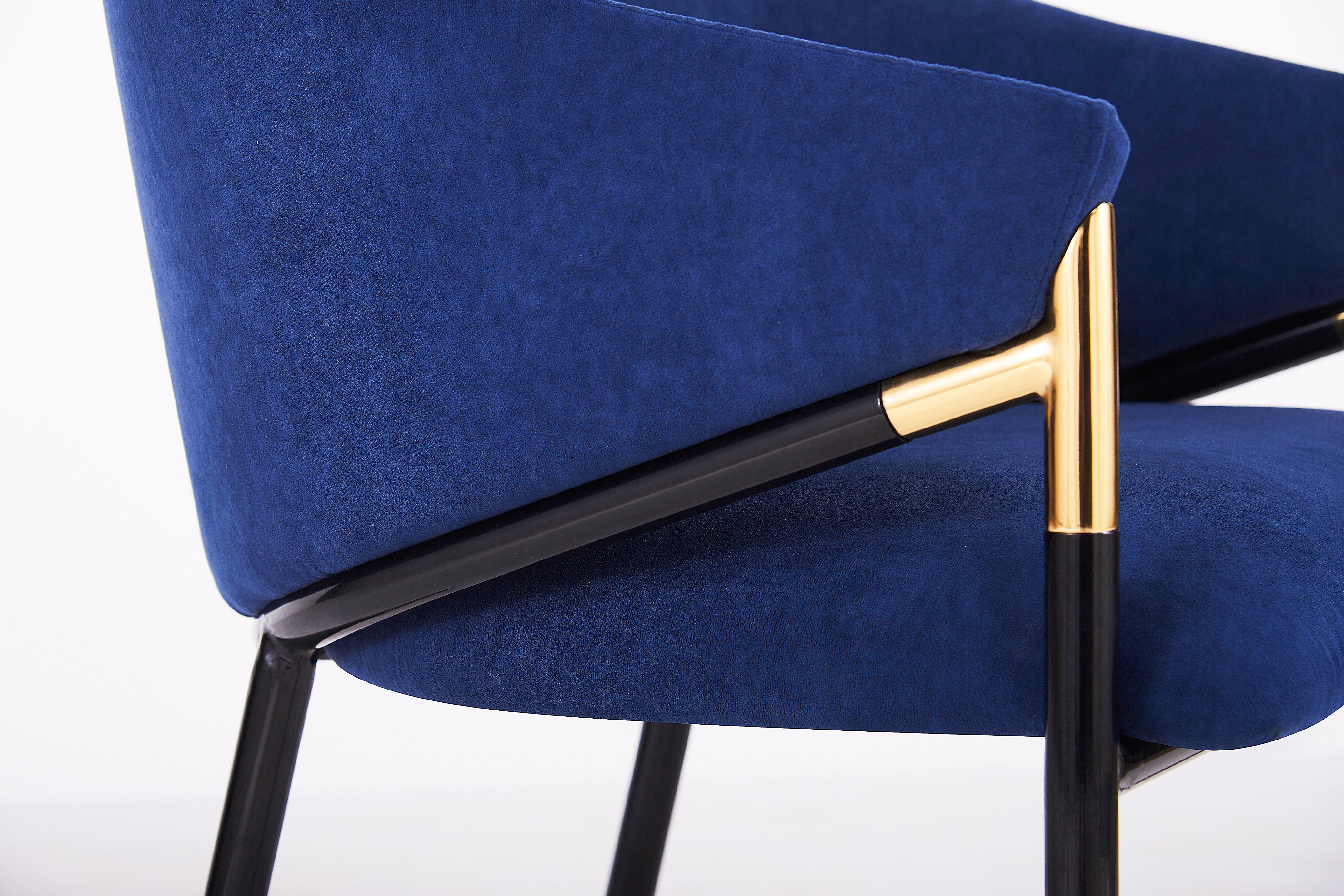 Donnie Curved Back Blue Velvet Dining Chair - Image 9