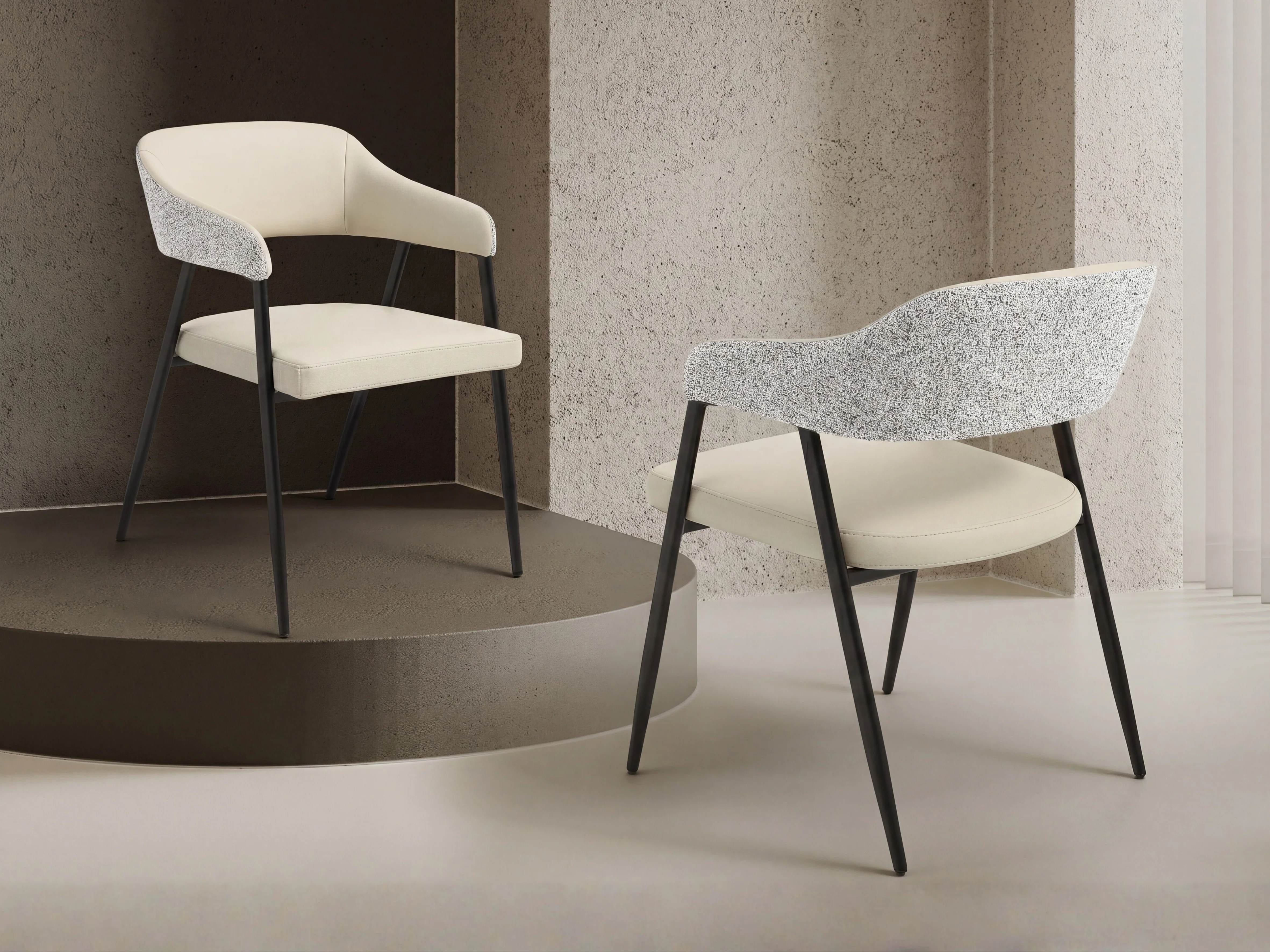 Dora Cream Leather Curved Back Dining Chair