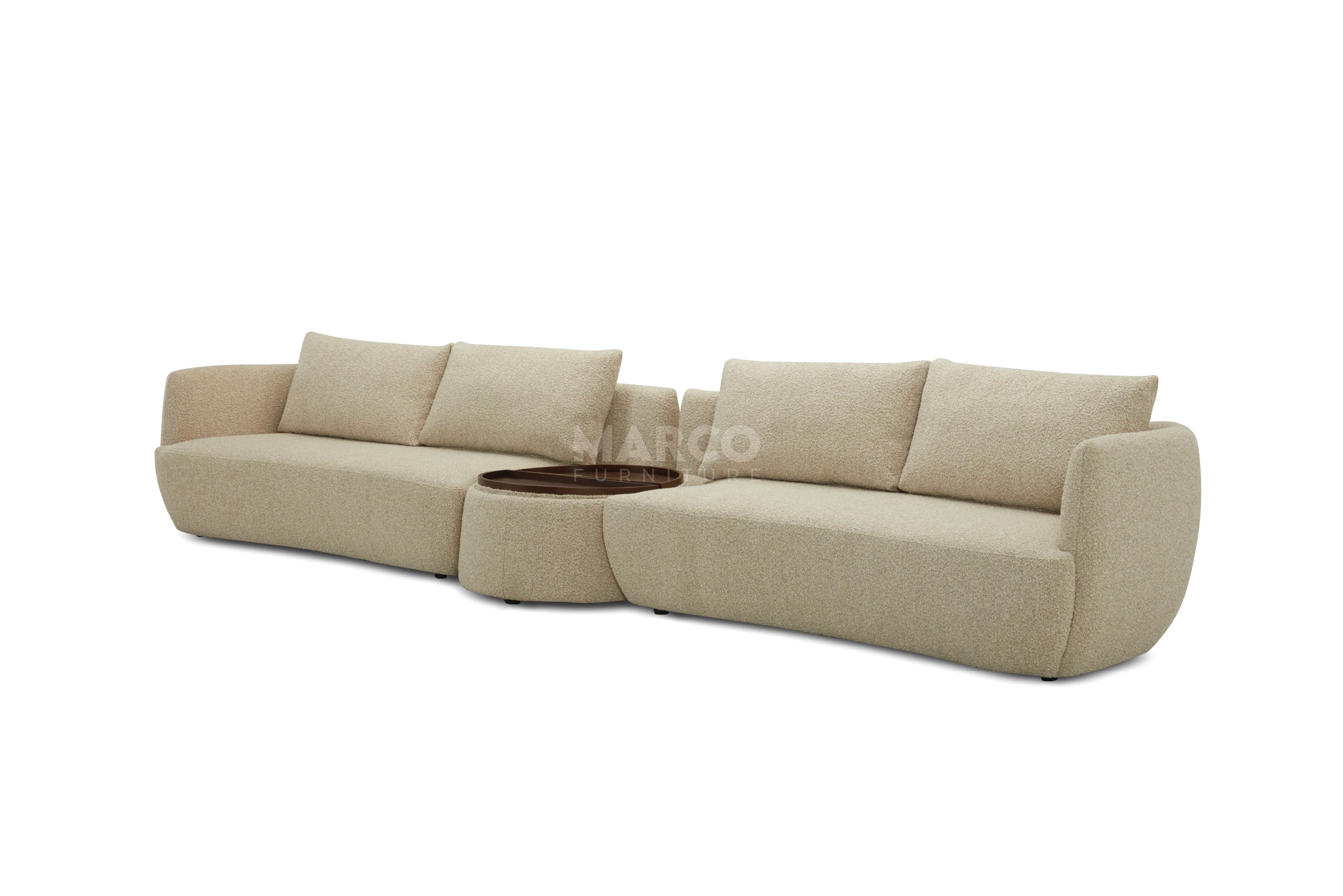 Dove 6-Seater Corner Fabric Lounge with Ottoman – Modern Sectional Sofa - Image 4