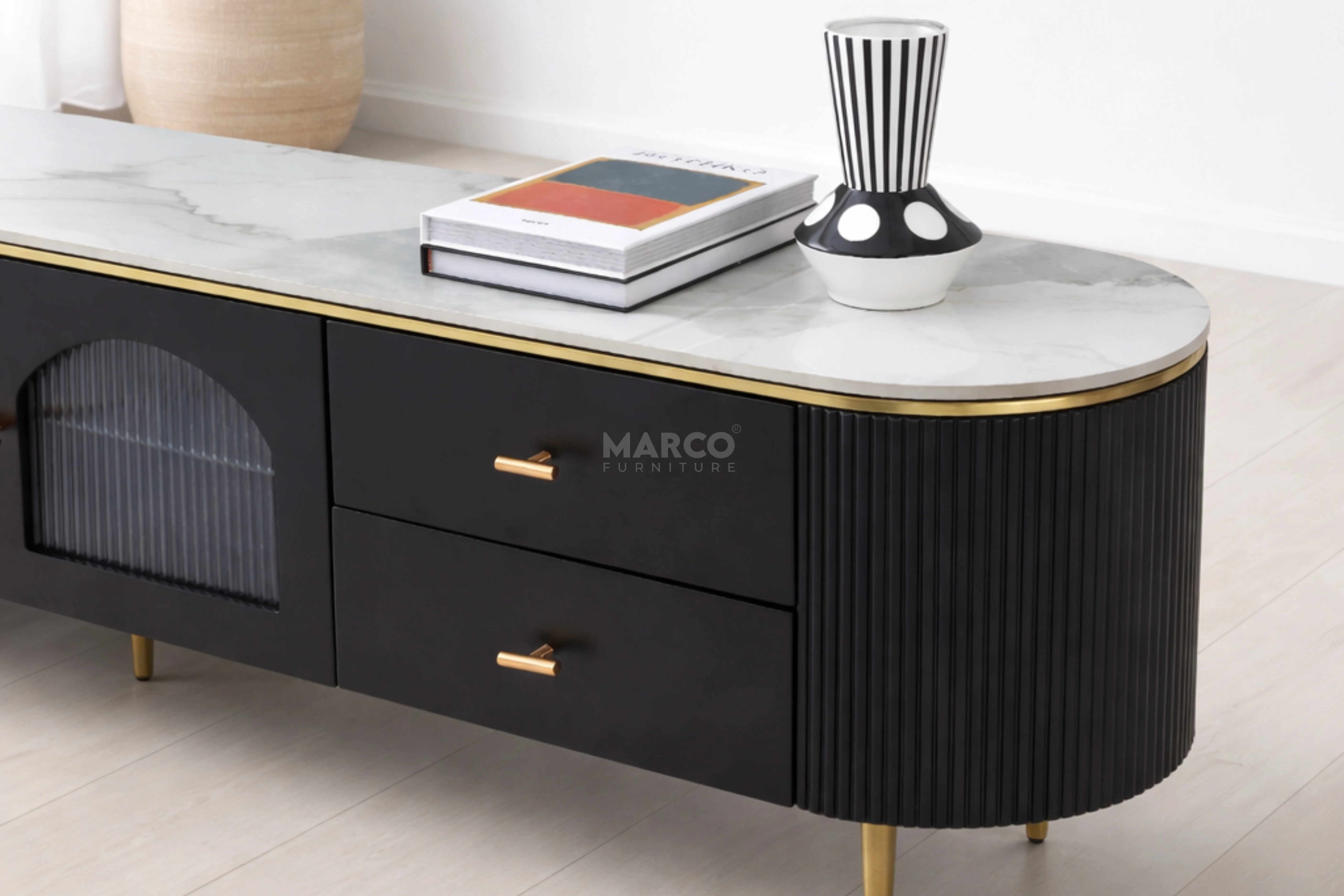 Doyle Sintered Stone Top Entertainment Unit with Storage - Image 7
