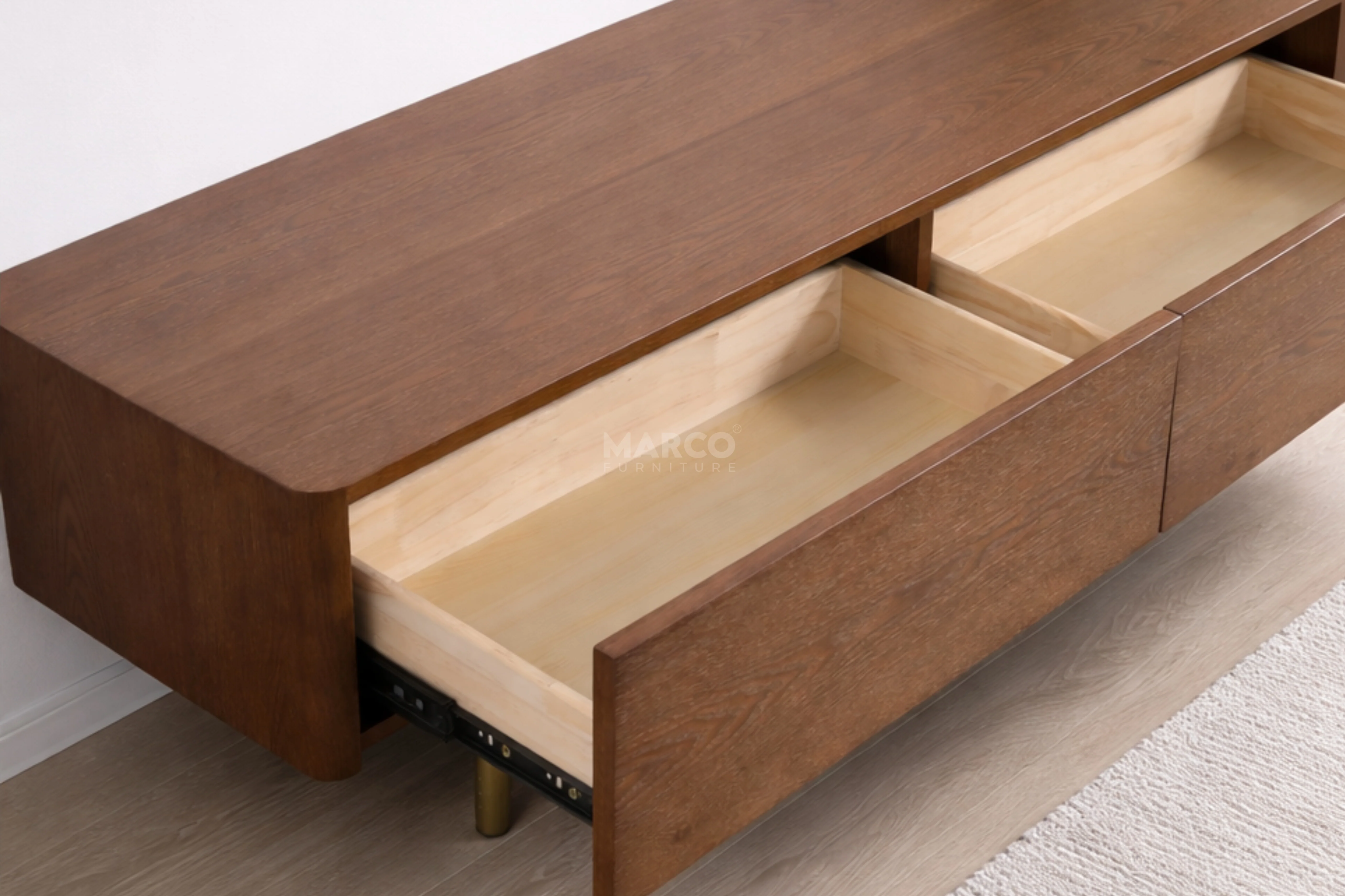 Earl Extendable TV Unit with Stainless Steel Gold Legs - Image 9
