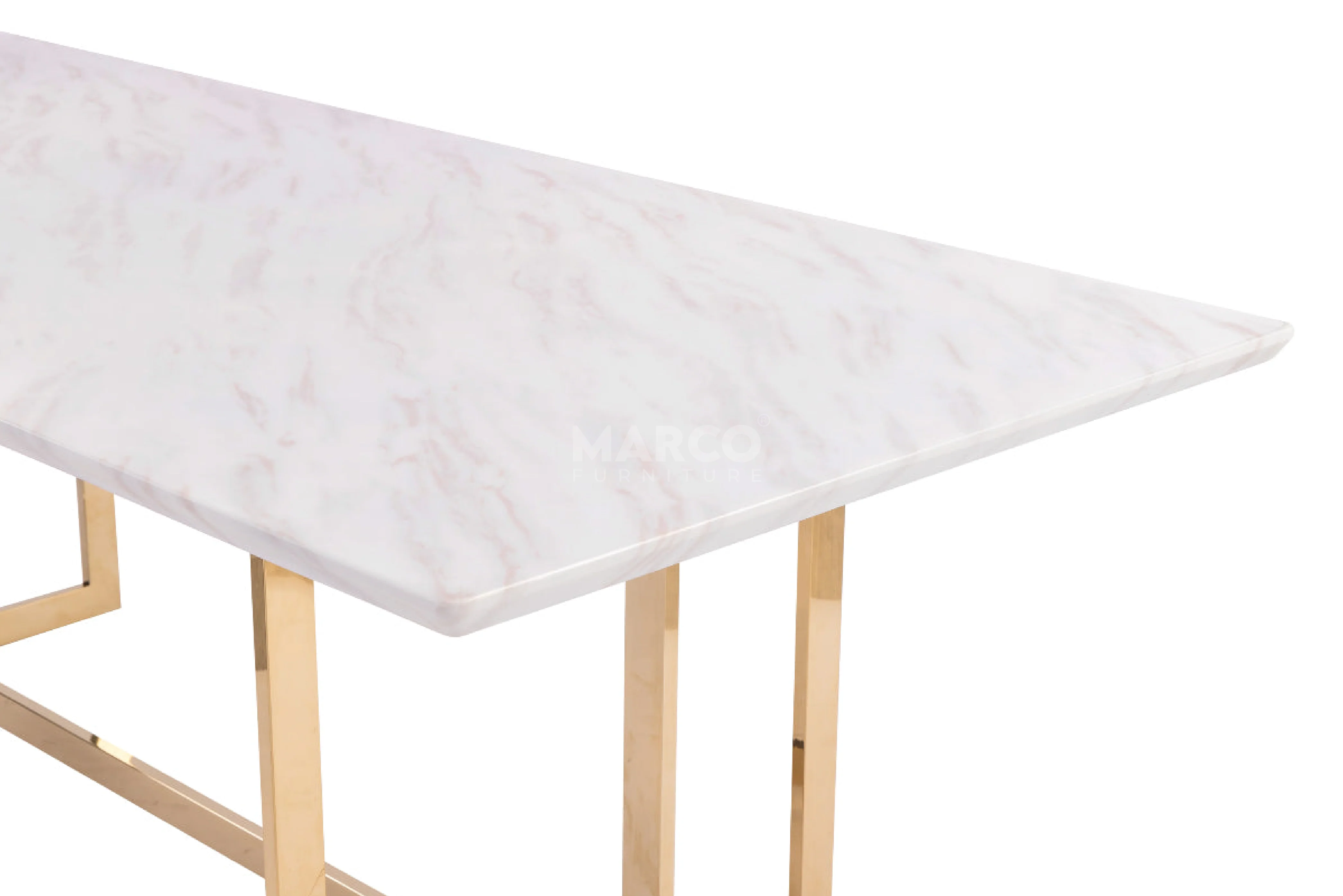 Eden Marble Top Dining Table - Champagne Gold Stainless Steel Frame - Image 3