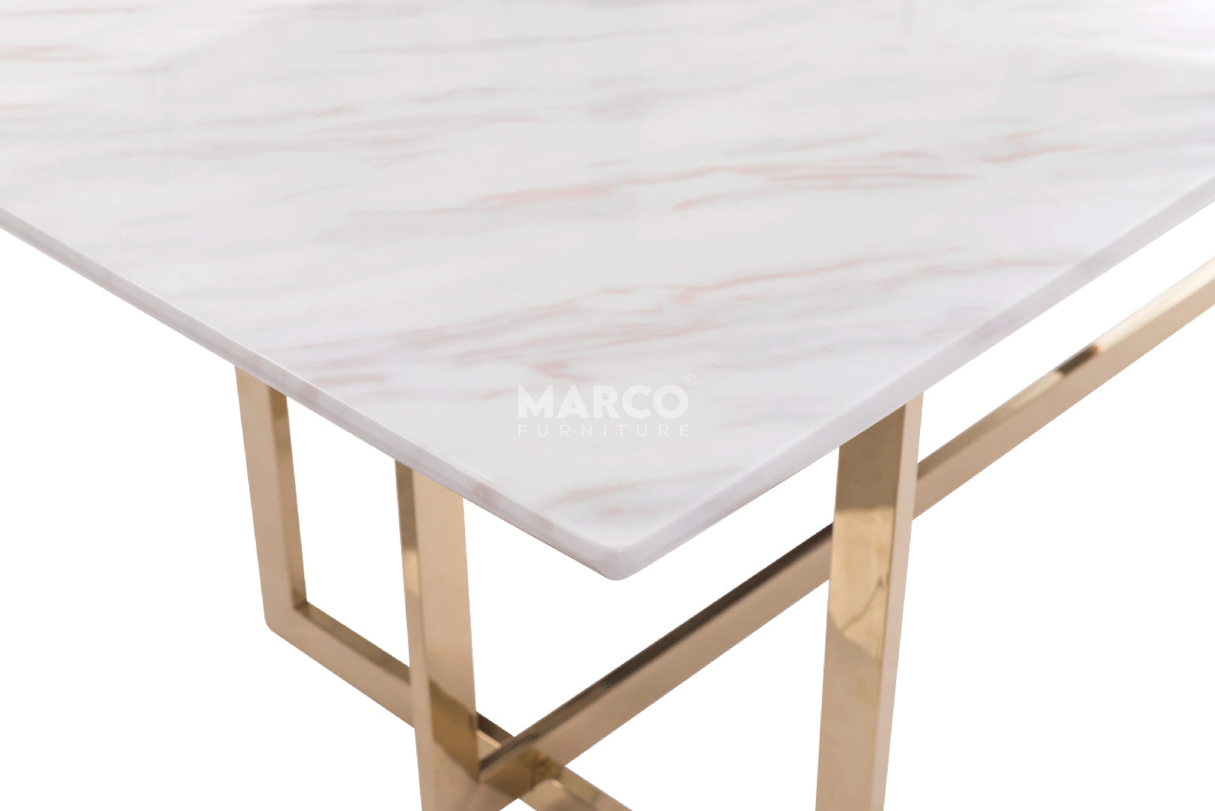Eden Marble Top Dining Table - Champagne Gold Stainless Steel Frame - Image 5