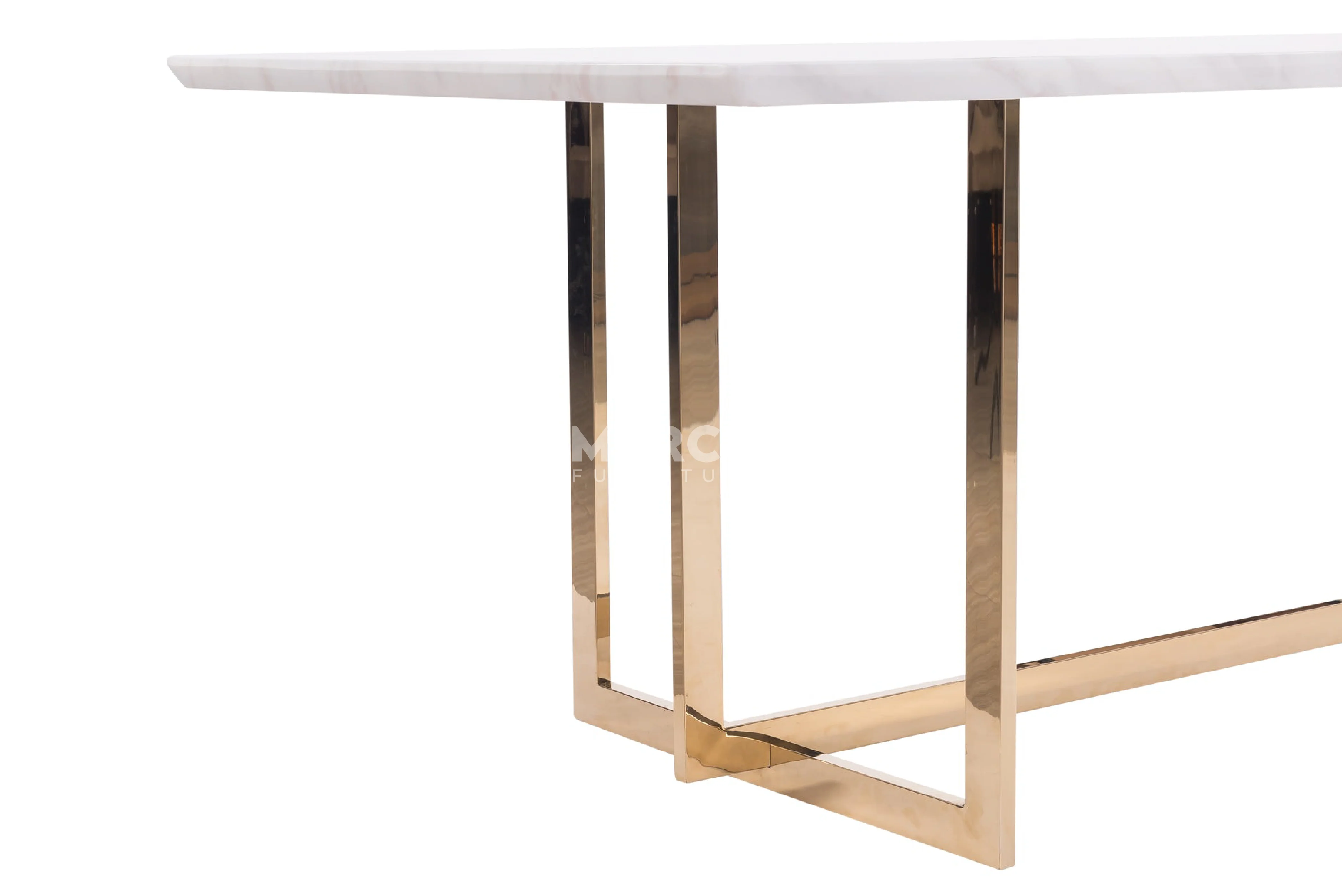 Eden Marble Top Dining Table - Champagne Gold Stainless Steel Frame - Image 6