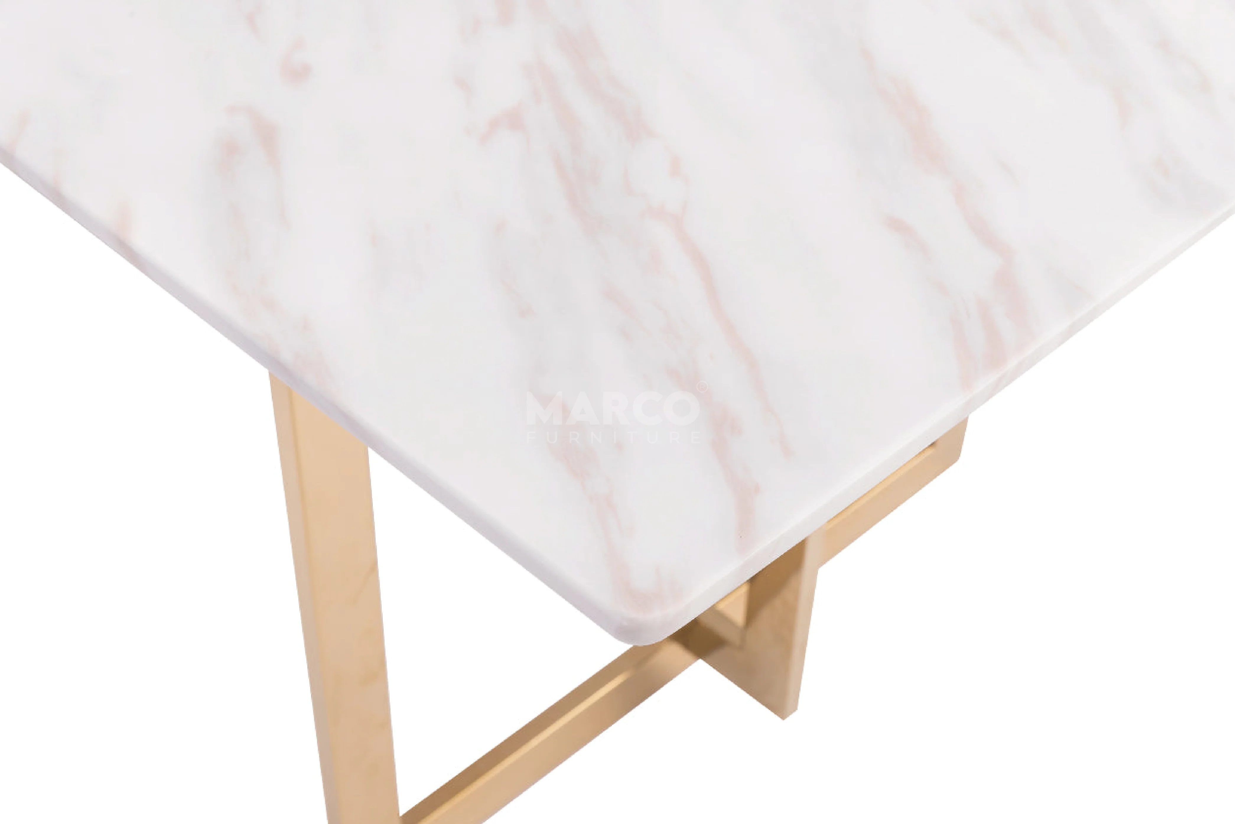 Eden Marble Top Dining Table - Champagne Gold Stainless Steel Frame - Image 7