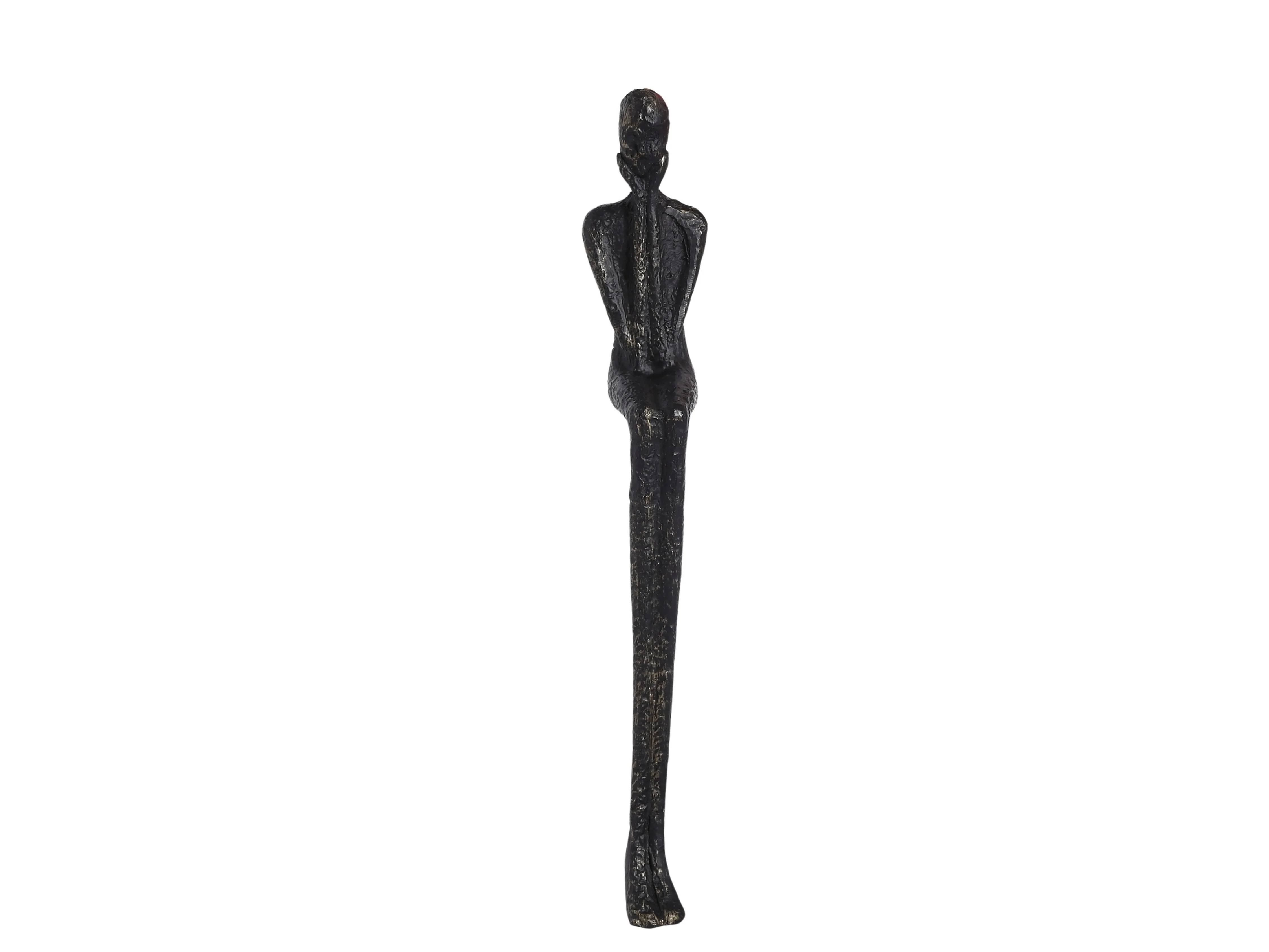 Edge Sitting Long-Legged Black Figure Sculpture