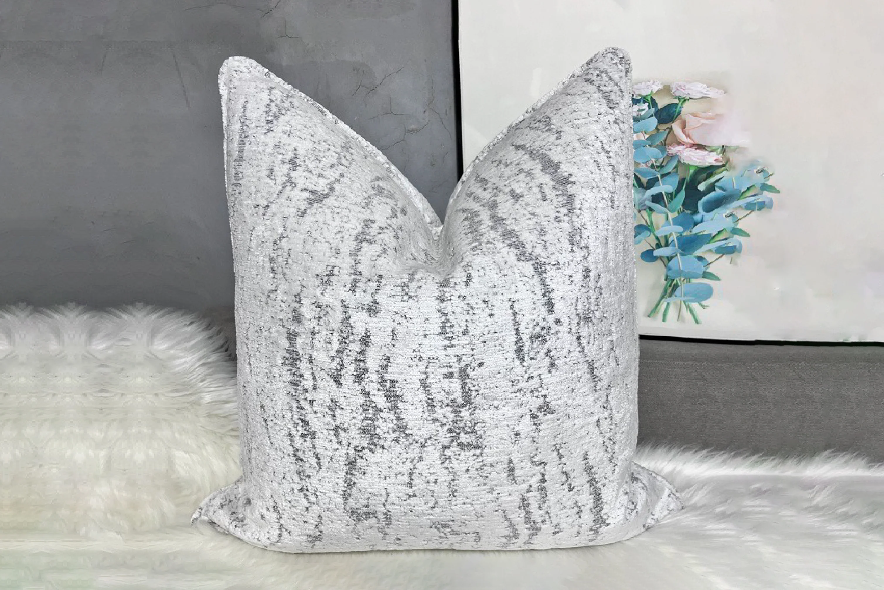 Silver Frost Feather-Filled Cushion