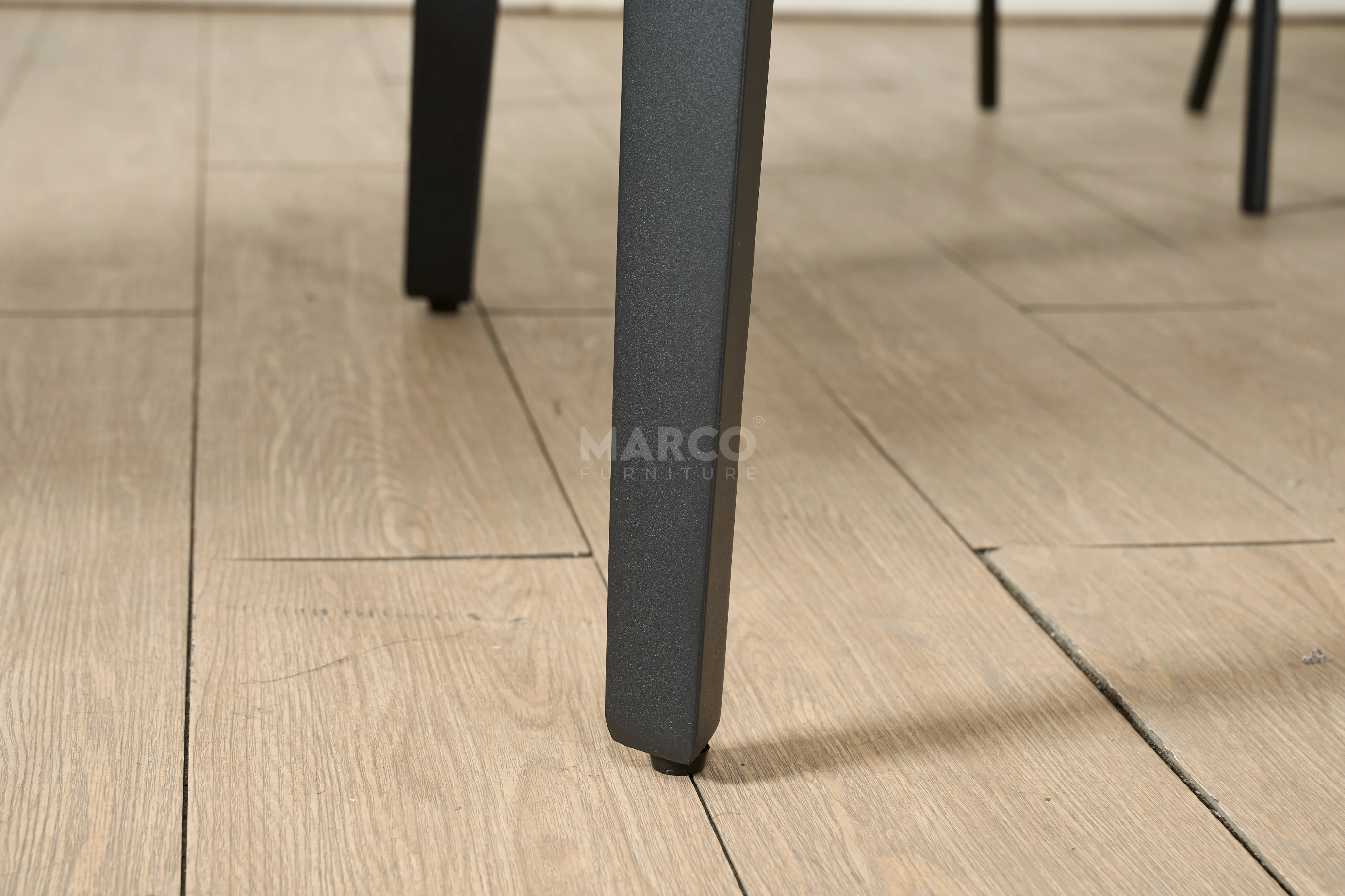 Elora Spanish Ceramic Top Extendable Dining Table - Matte Black Metal Legs - Image 11