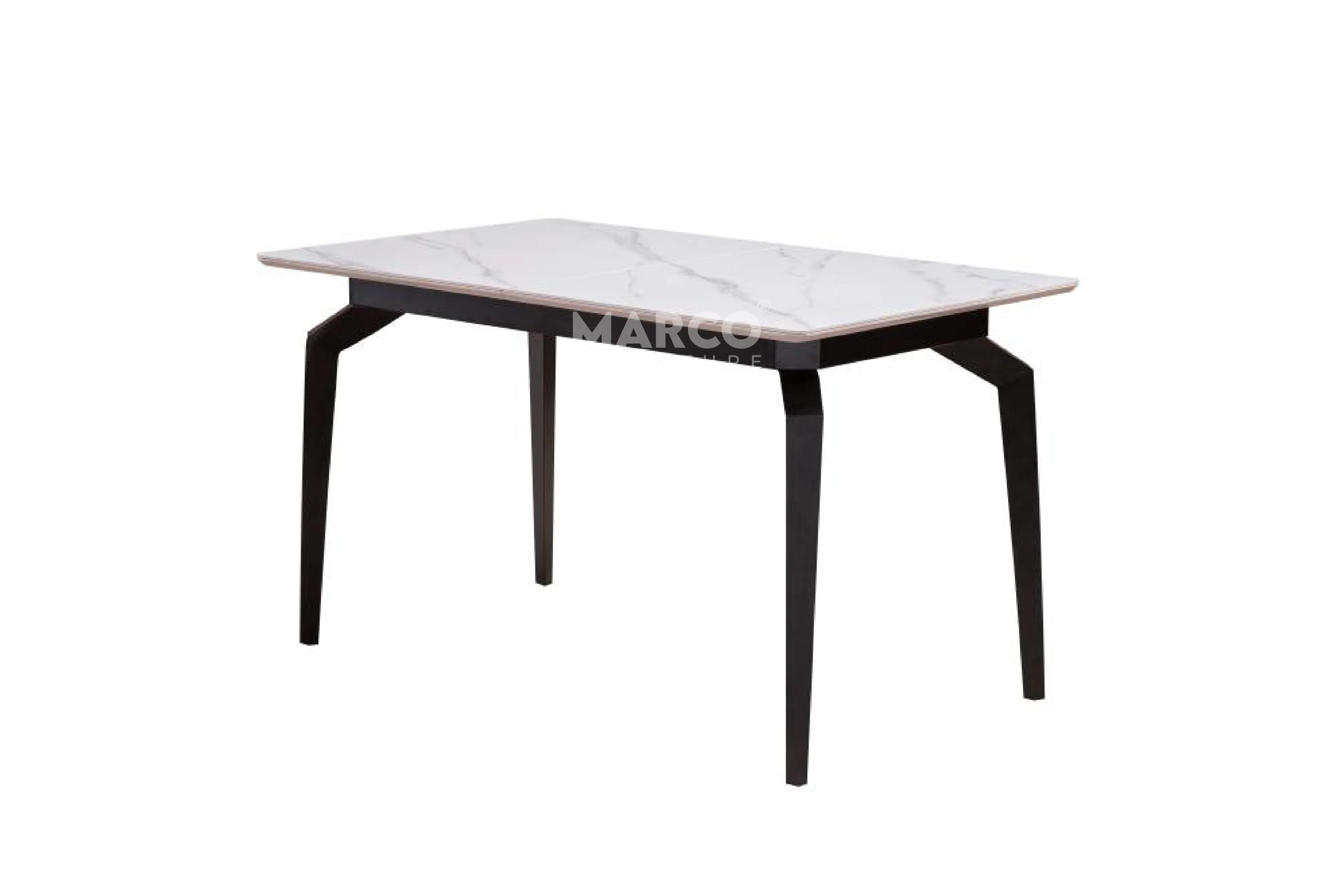 Elora Spanish Ceramic Top Extendable Dining Table - Matte Black Metal Legs - Image 12