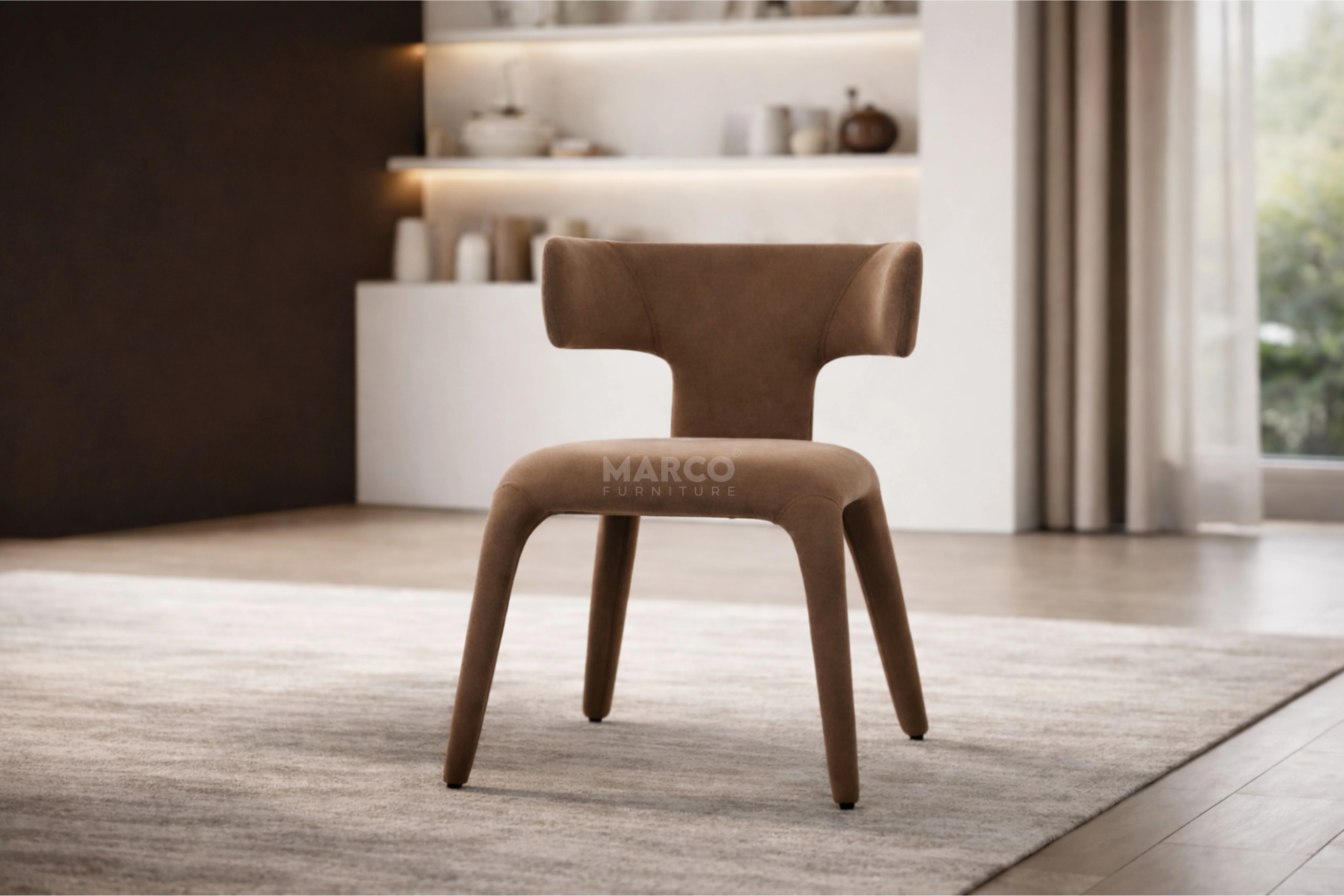 Enzo Fabric Dining Chair - Mushroom Brown - Image 2