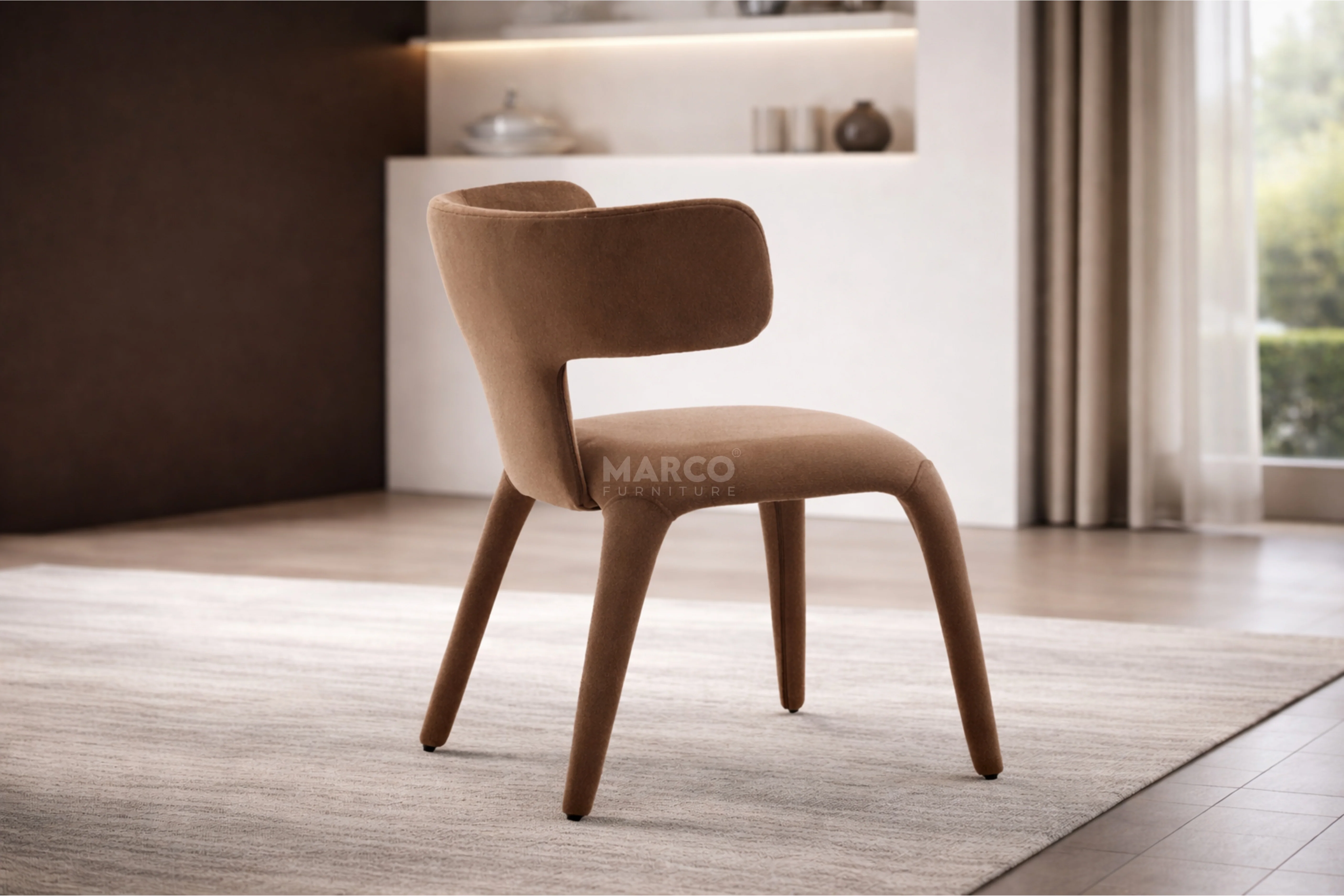 Enzo Fabric Dining Chair - Mushroom Brown - Image 4