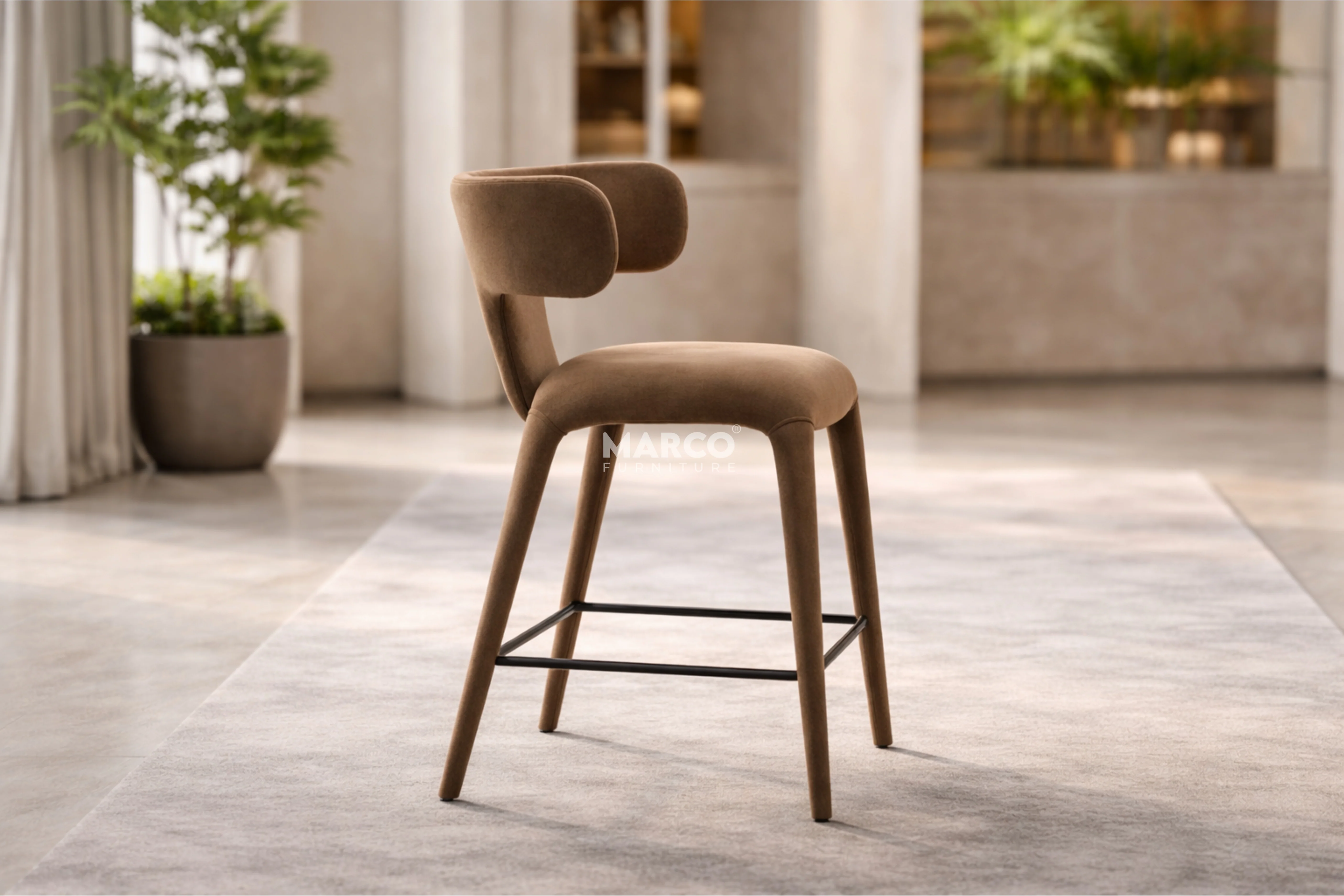 Enzo Fabric Bar Chair - Modern Upholstered Bar Stool - Image 3