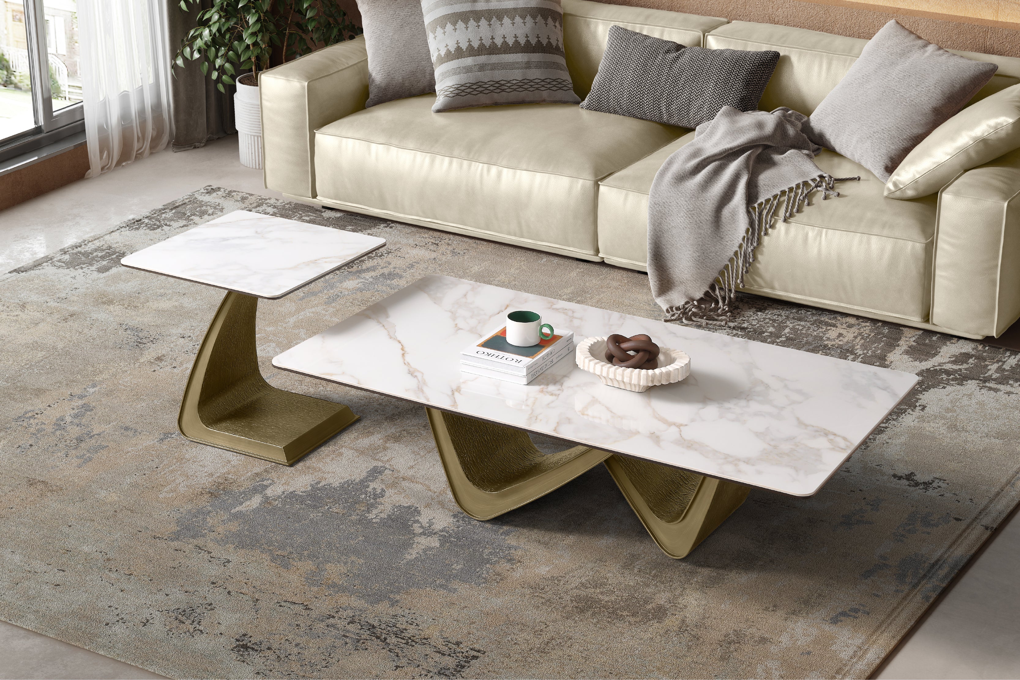 Filo Dorato Sintered Stone Side Table - Image 3