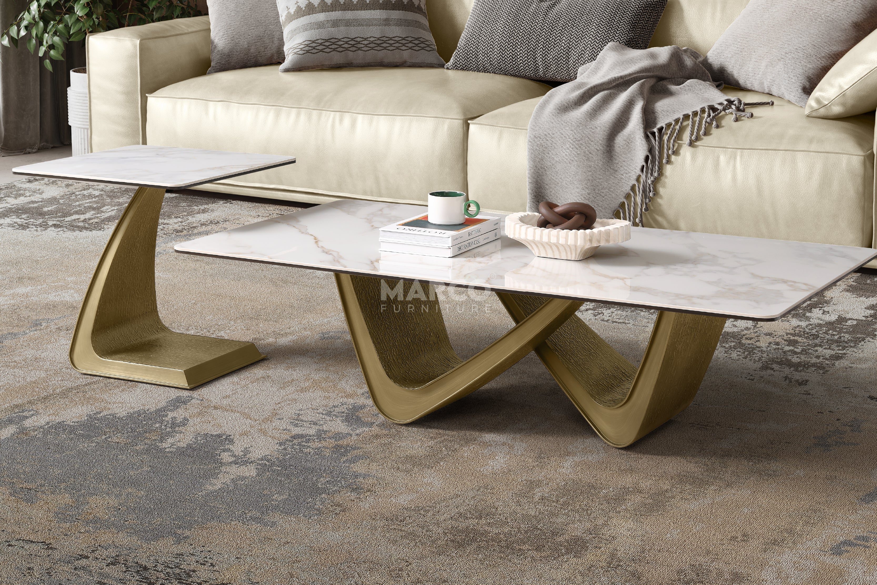 Filo Dorato Sintered Stone Side Table - Image 4