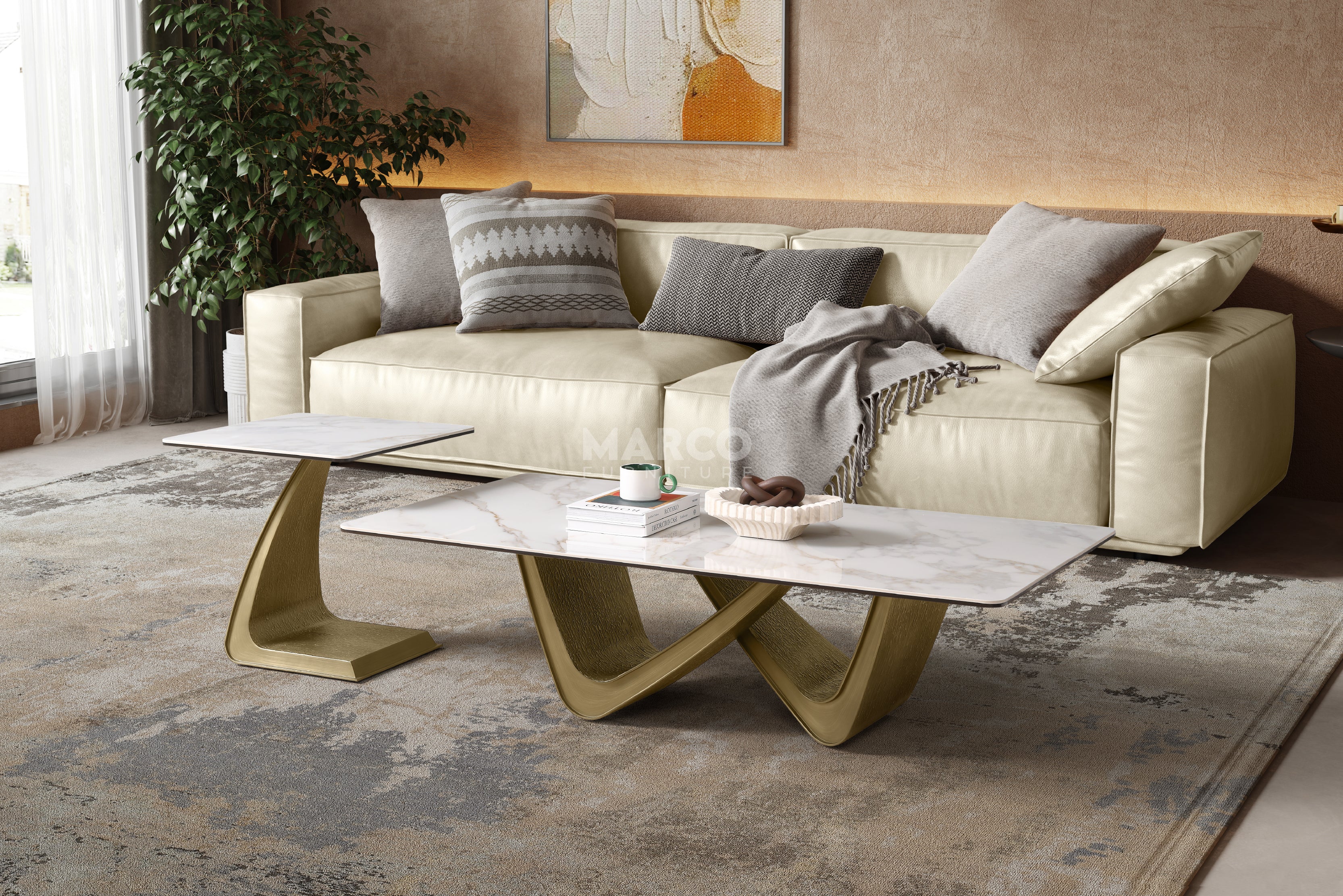 Filo Dorato Sintered Stone Side Table - Image 5