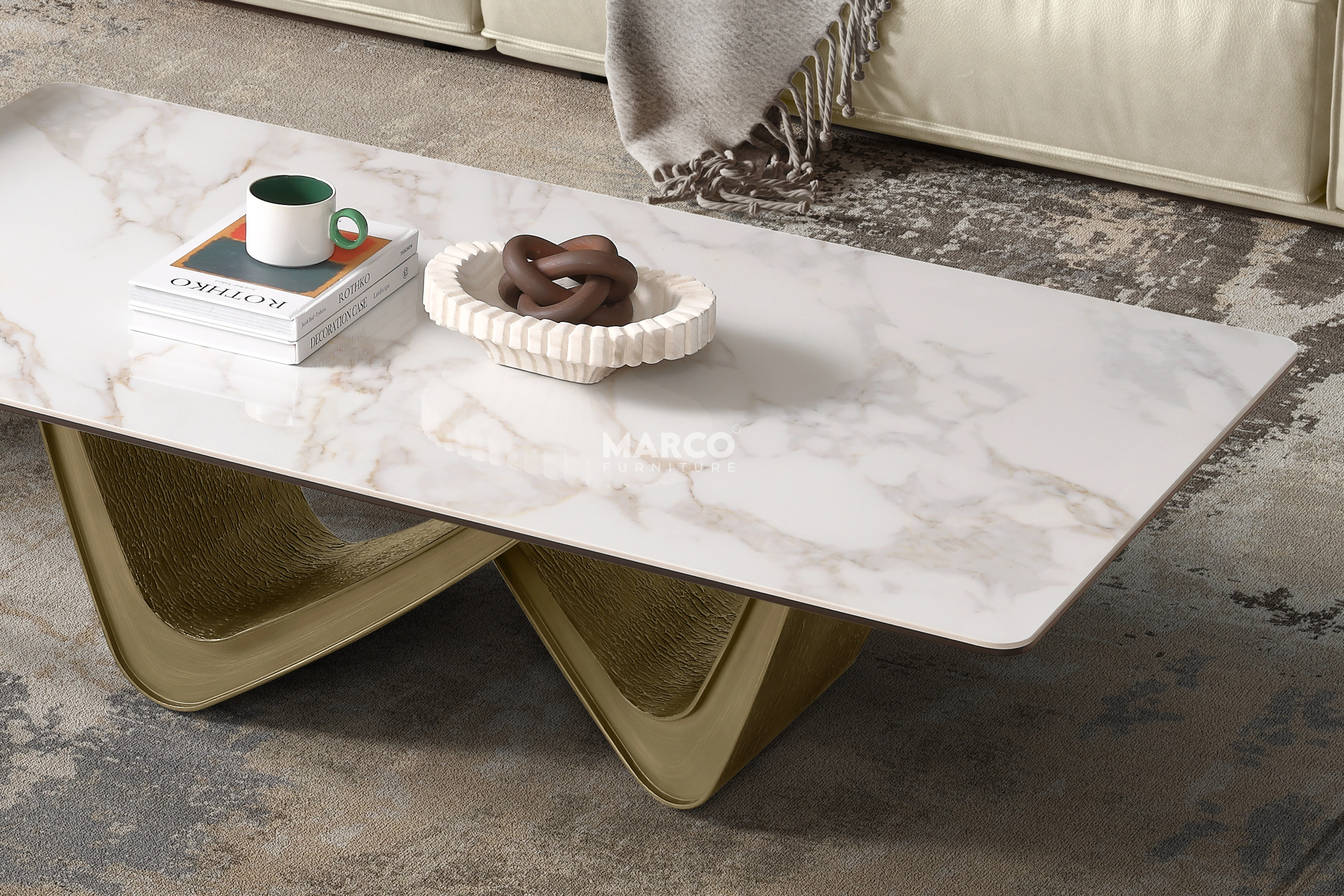 Filo Dorato Sintered Stone Coffee Table Set – Living Room Centrepiece - Image 4