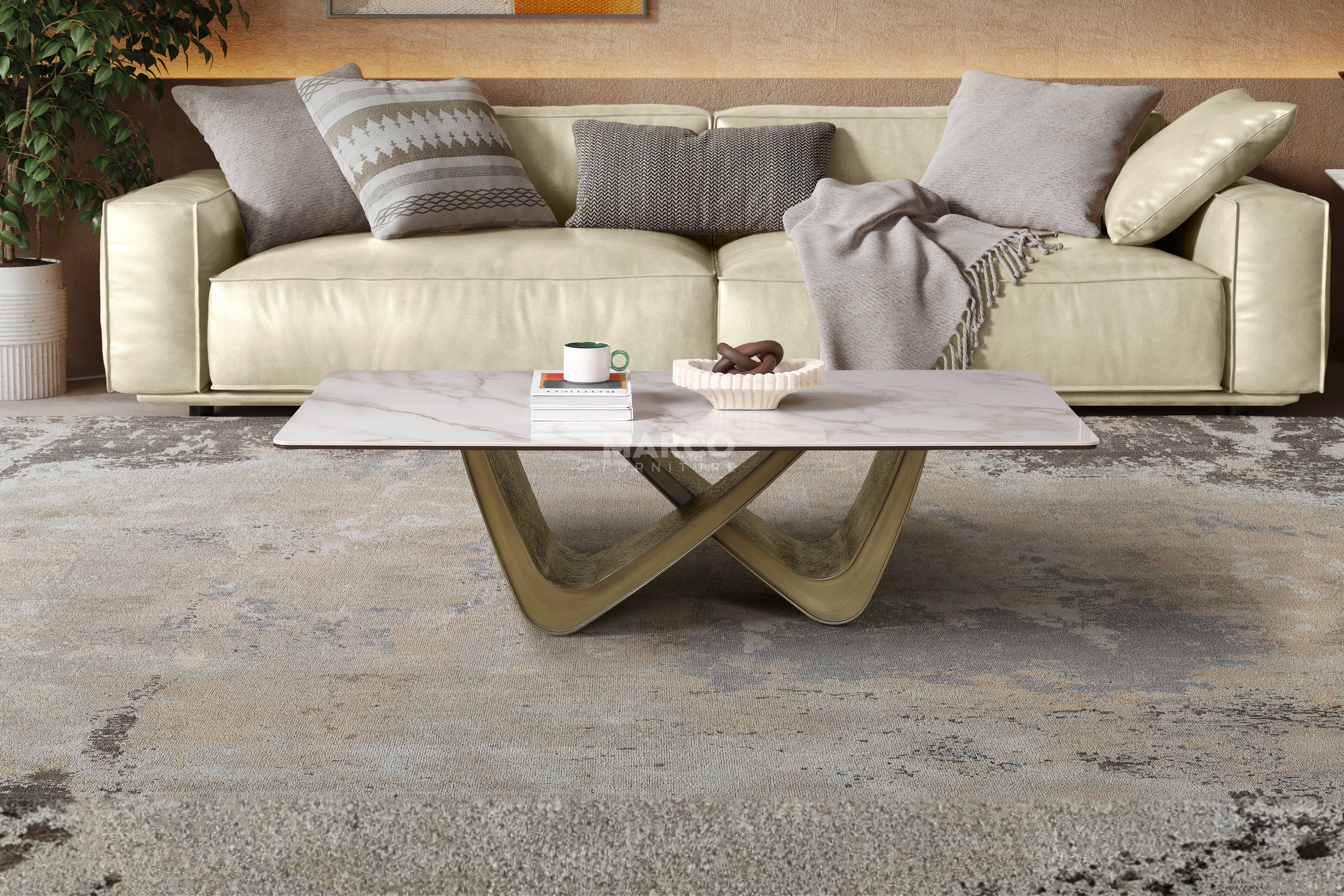 Filo Dorato Sintered Stone Coffee Table Set – Living Room Centrepiece - Image 6