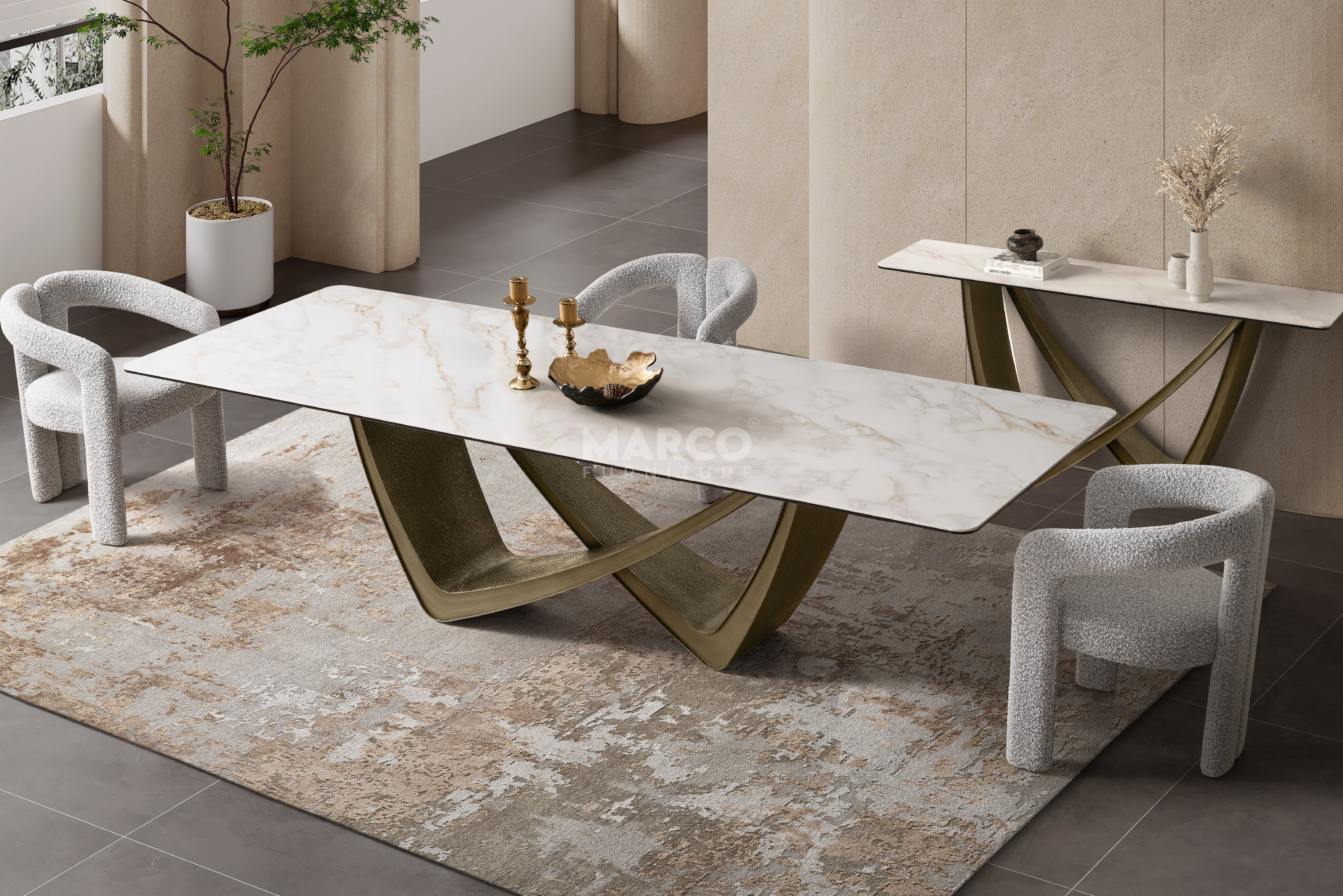 Filo Dorato Sintered Stone Top Dining Table - Image 3