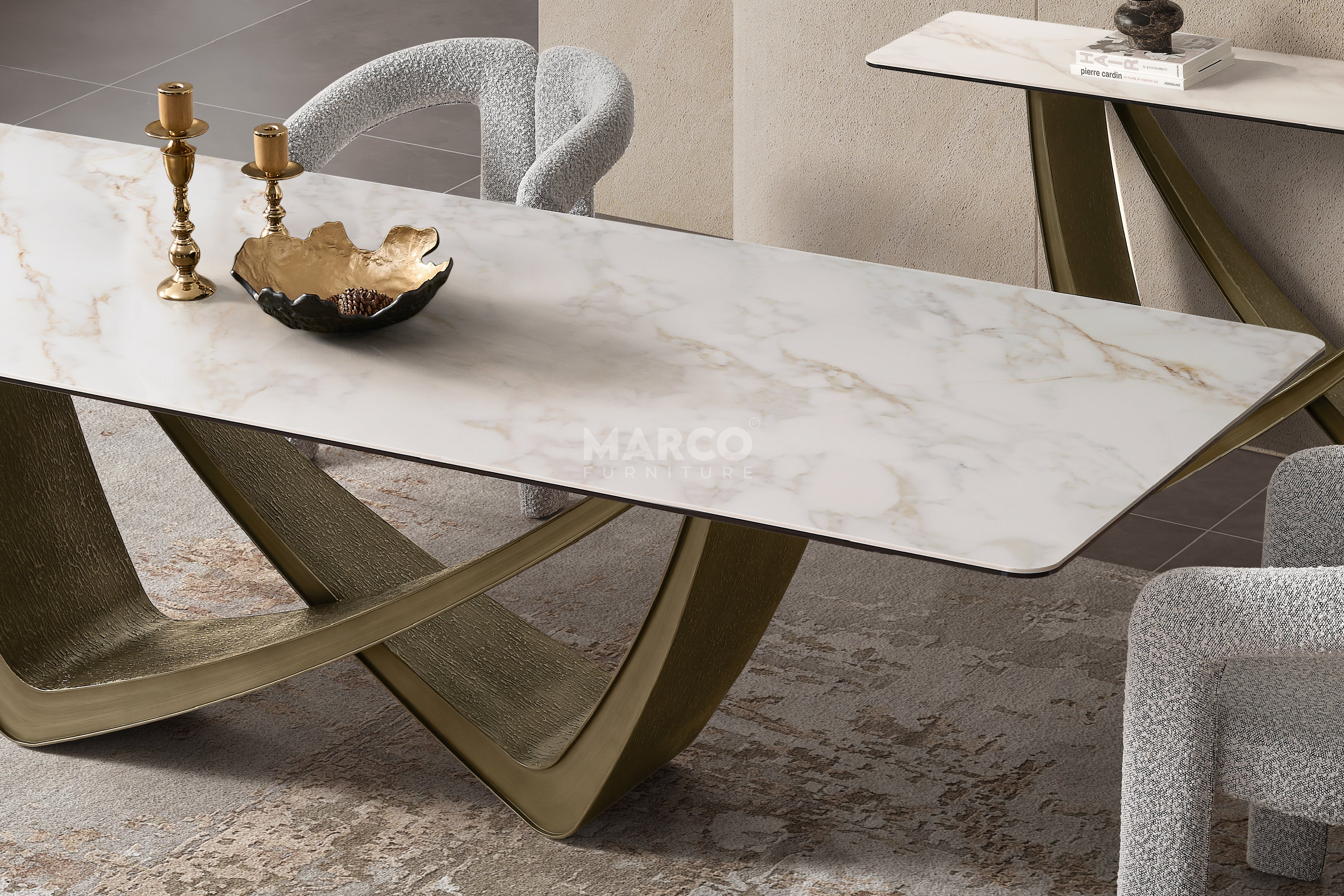 Filo Dorato Sintered Stone Top Dining Table - Image 4