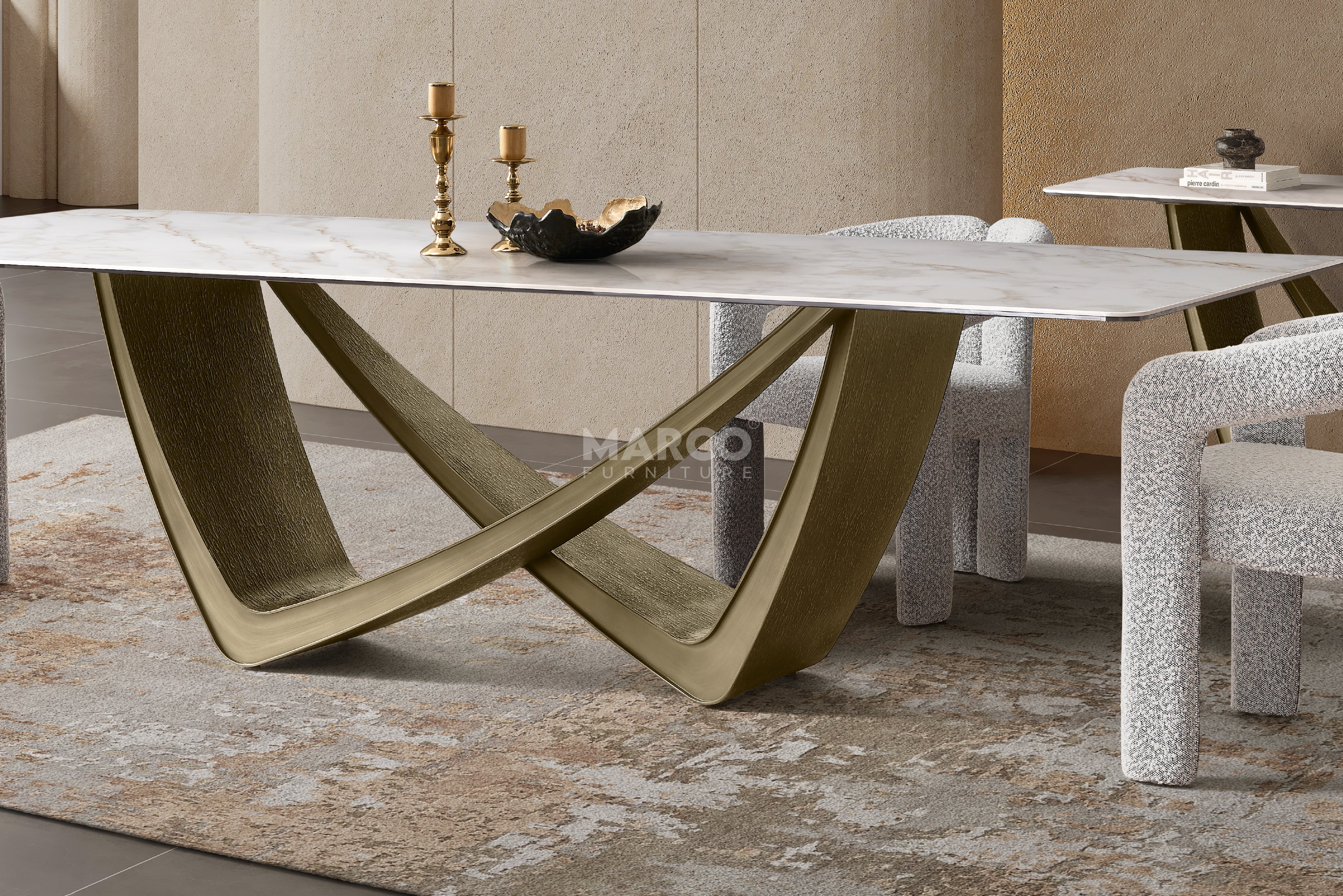 Filo Dorato Sintered Stone Top Dining Table - Image 5