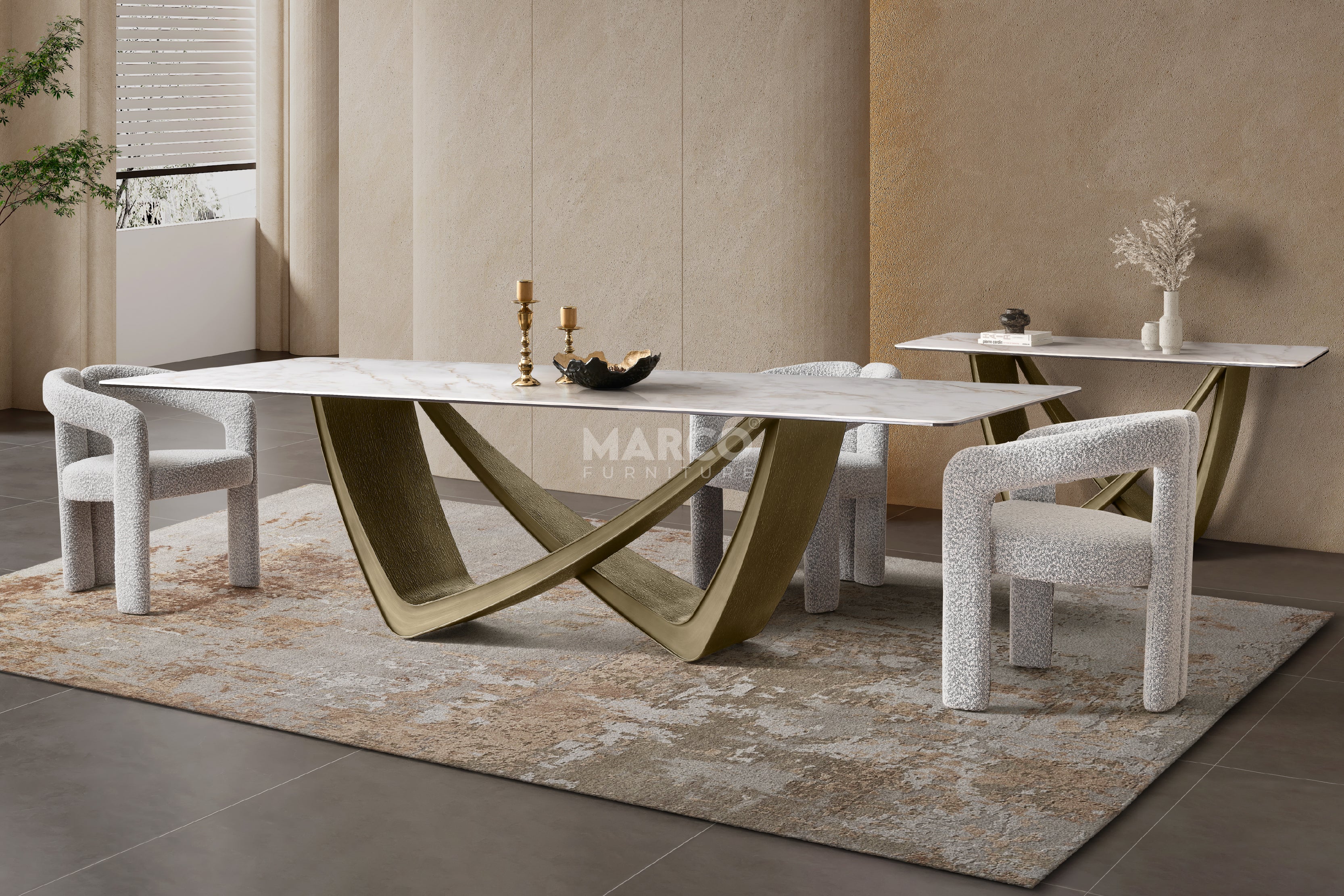 Filo Dorato Sintered Stone Top Dining Table - Image 6