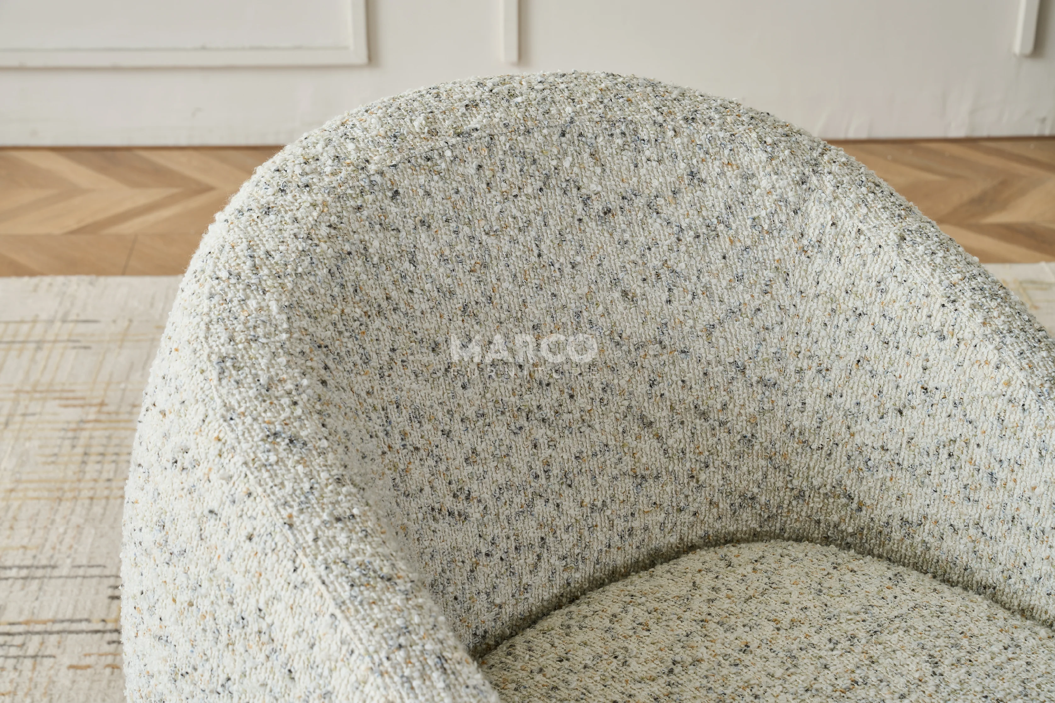 Fiora Curved Armchair – Bouclé Occasional Accent Chair - Image 3