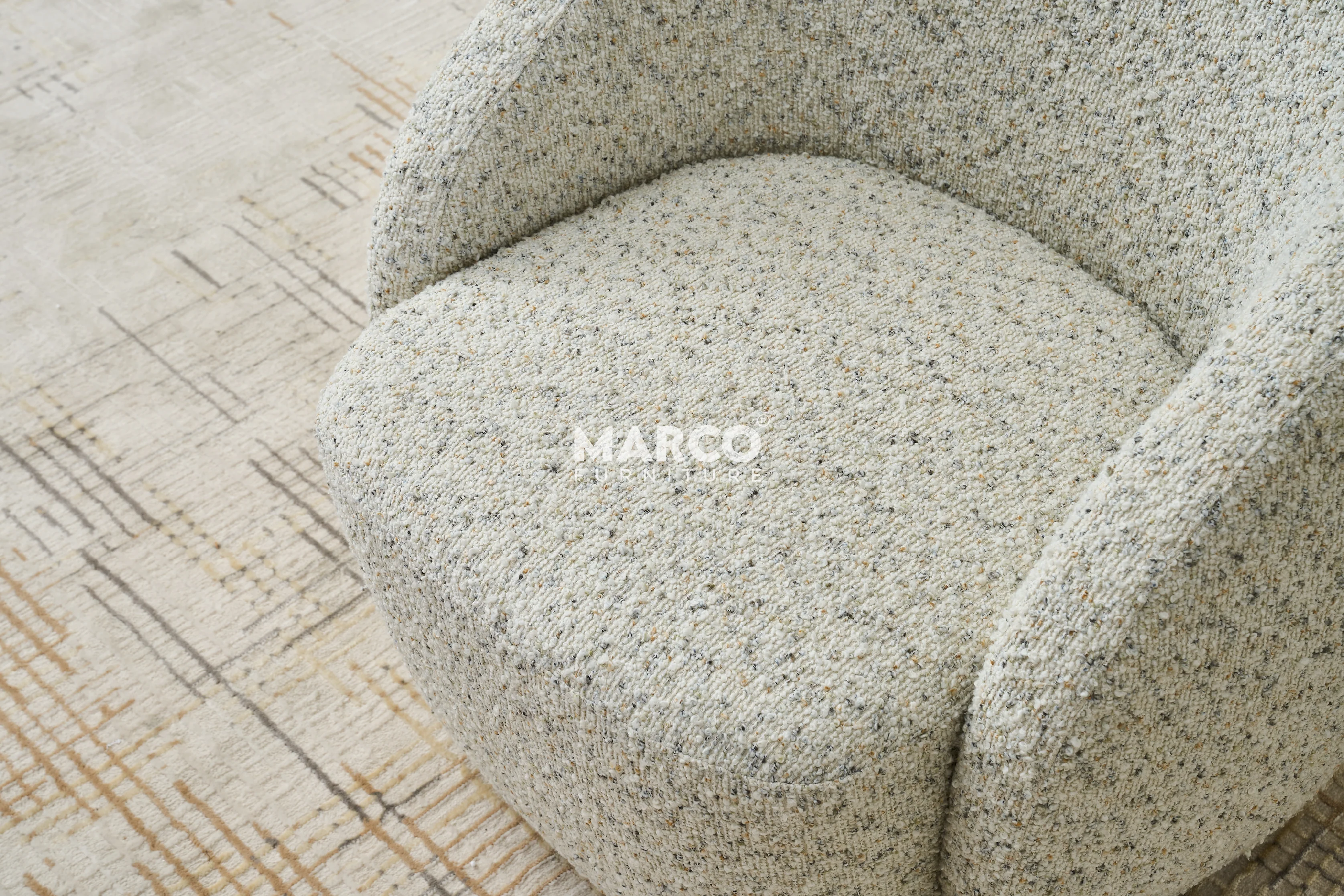 Fiora Curved Armchair – Bouclé Occasional Accent Chair - Image 4