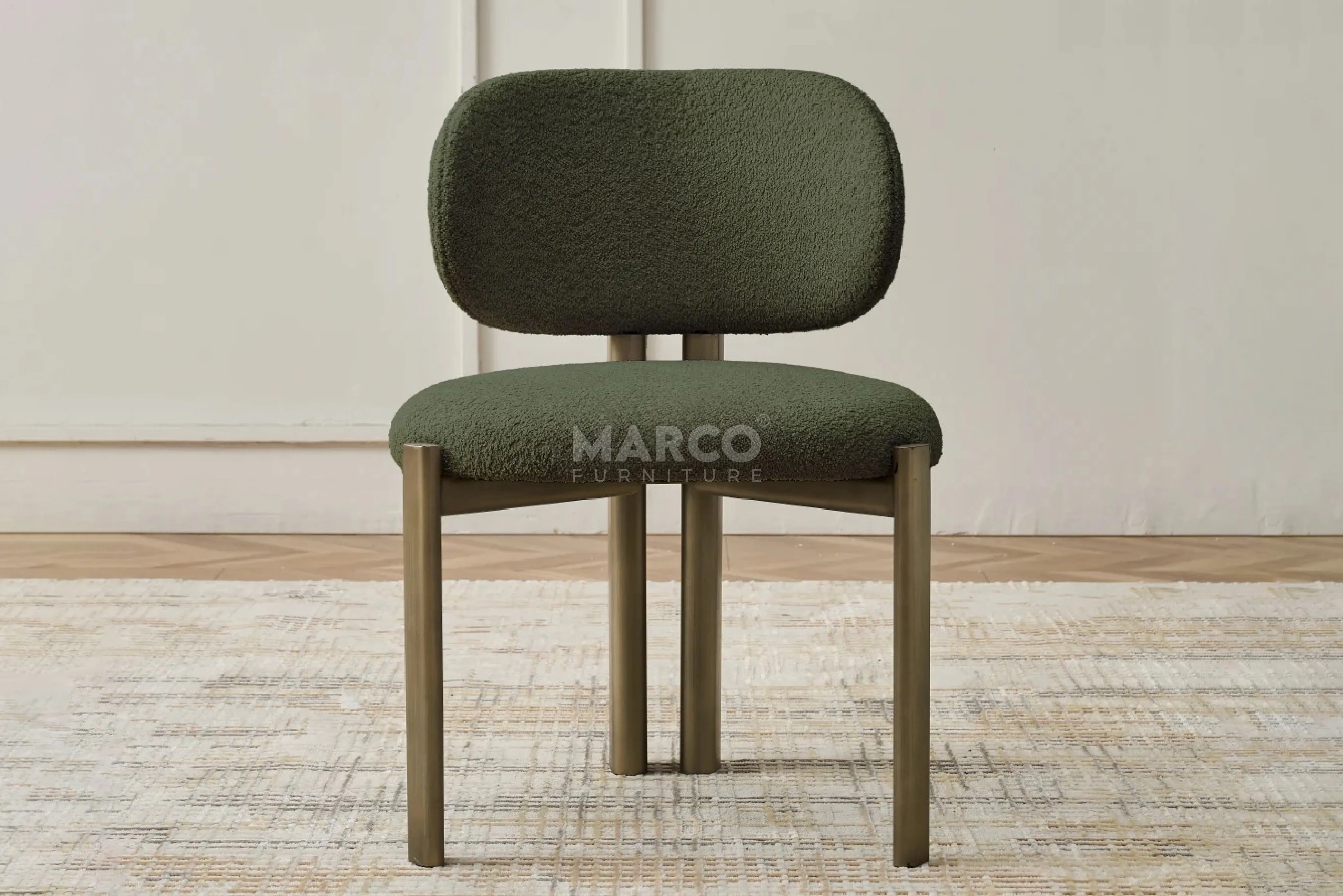 Floki Armless Dining Chair – Modern Boucle Kitchen Chair - Image 3