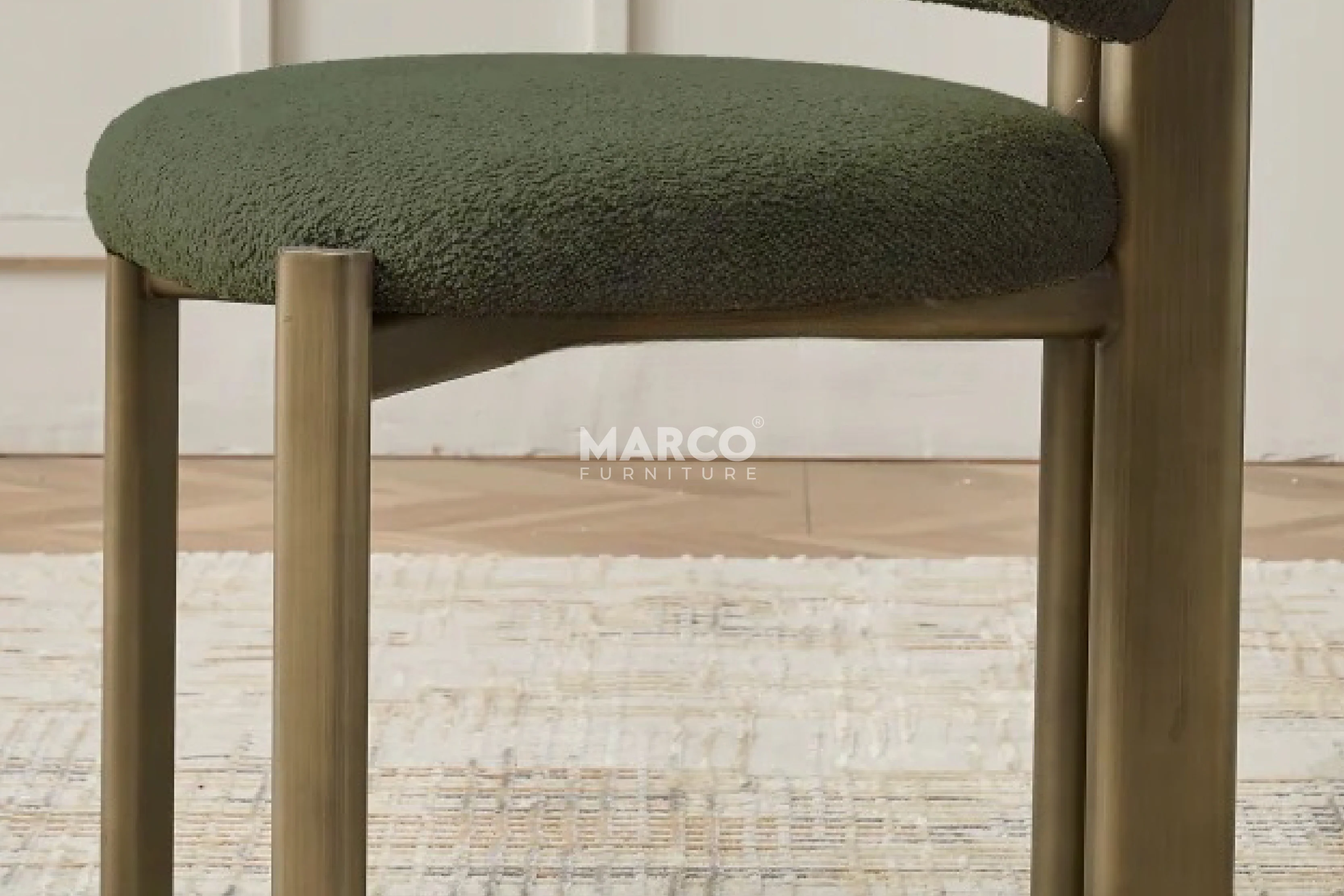 Floki Armless Dining Chair – Modern Boucle Kitchen Chair - Image 4