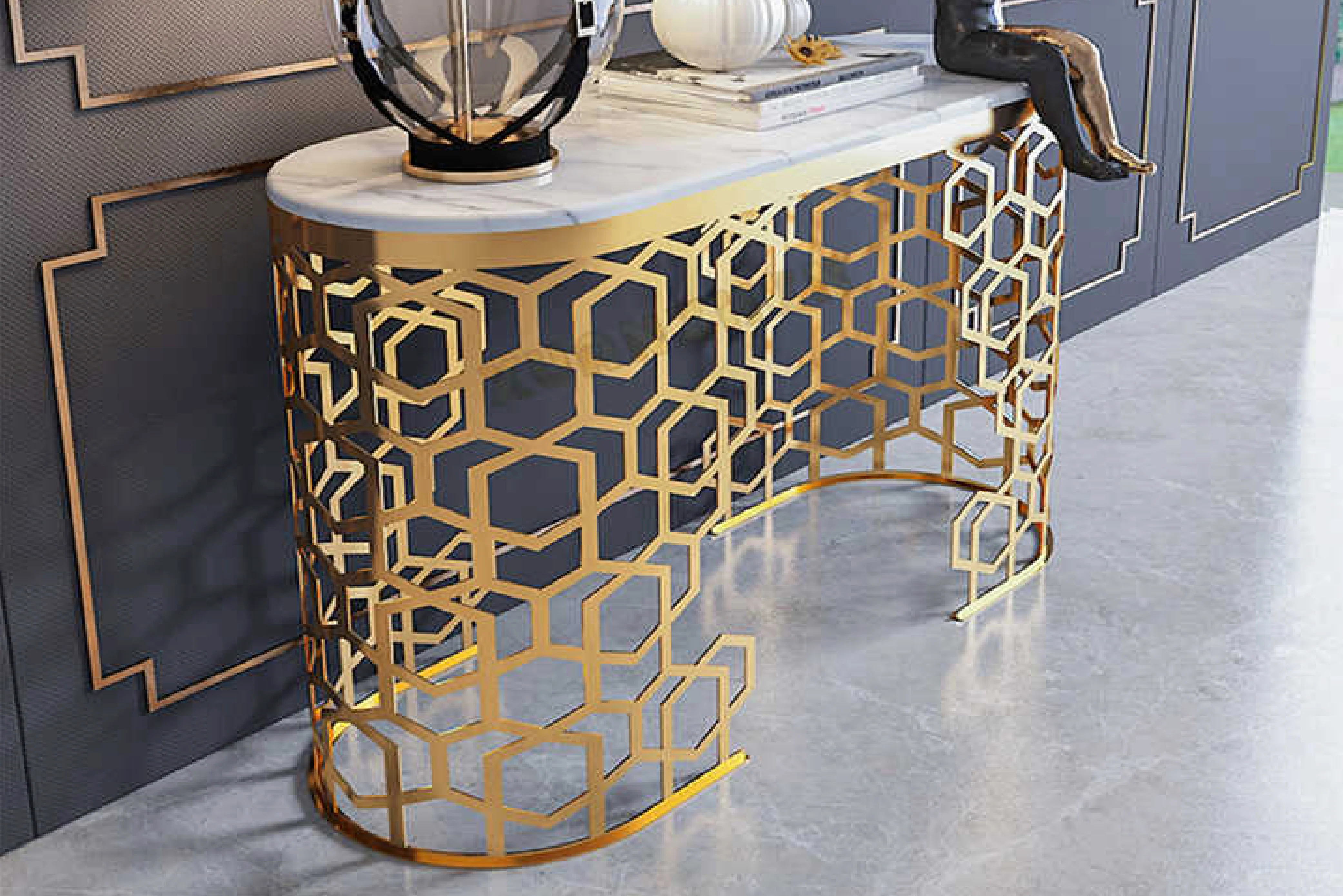 Florence Marble Hallway Table - Image 4