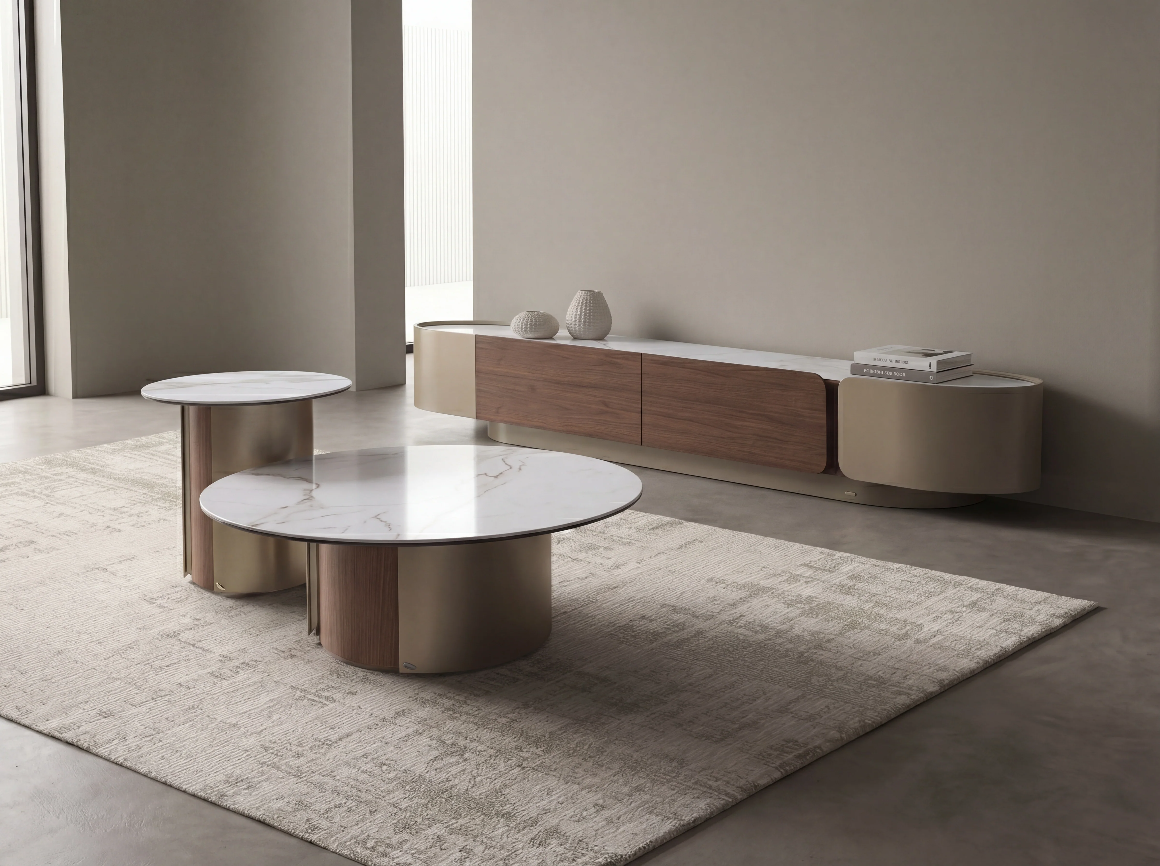 Forma Bella Sintered Stone Round Coffee Table Set - Image 5