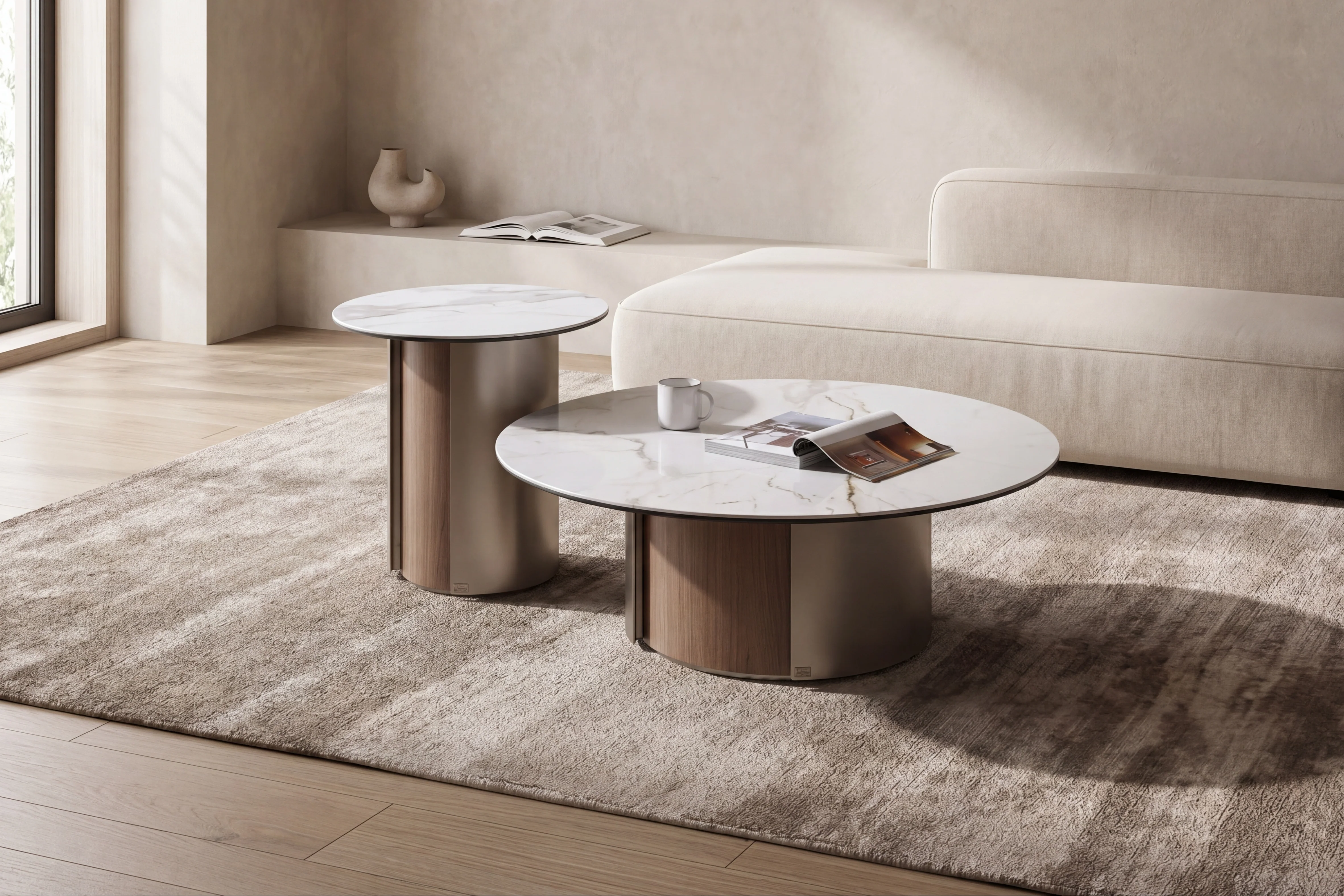 Forma Bella Sintered Stone Round Coffee Table Set - Image 4