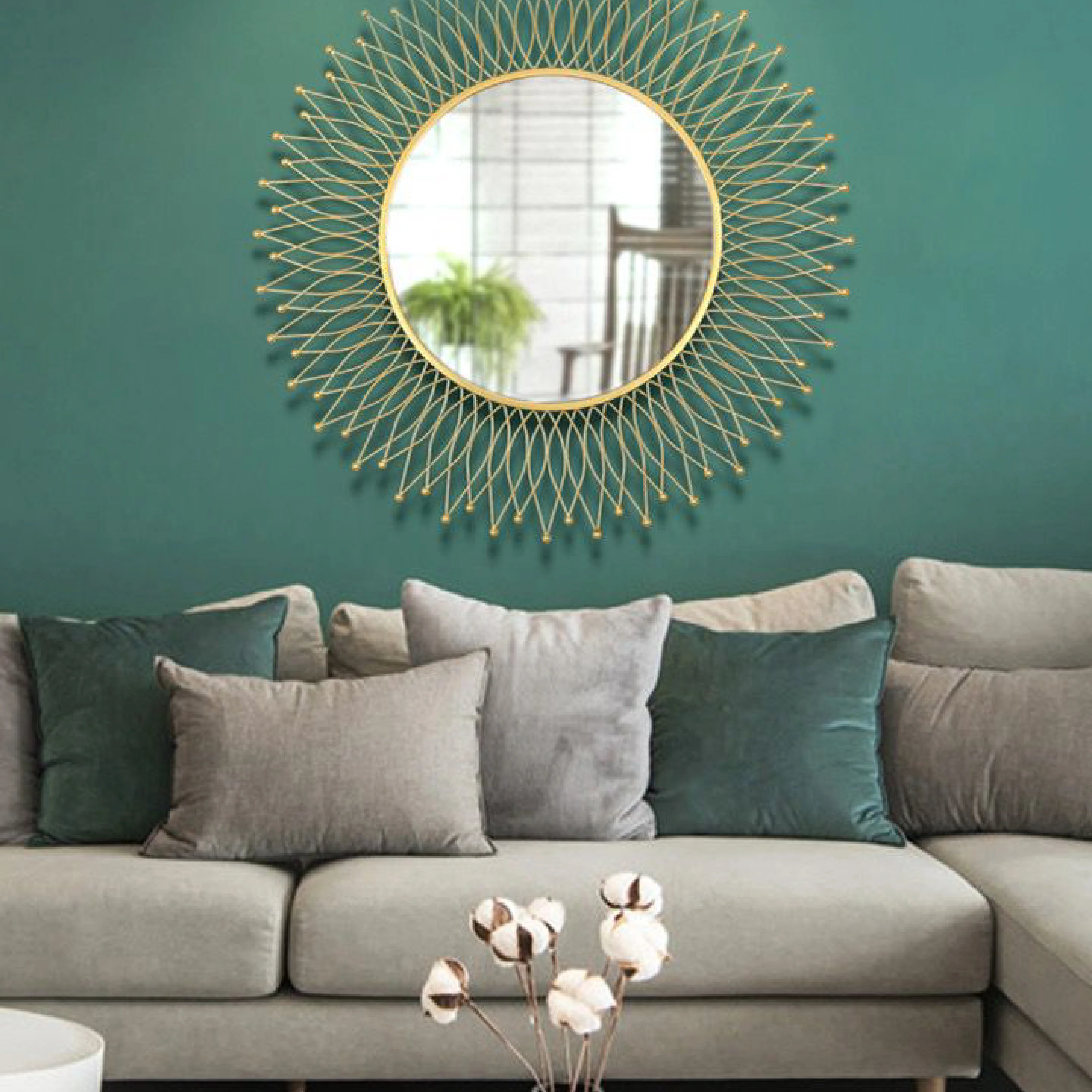 Sunflower Round Gold Metal Wall Mirror (100 cm) - Image 3