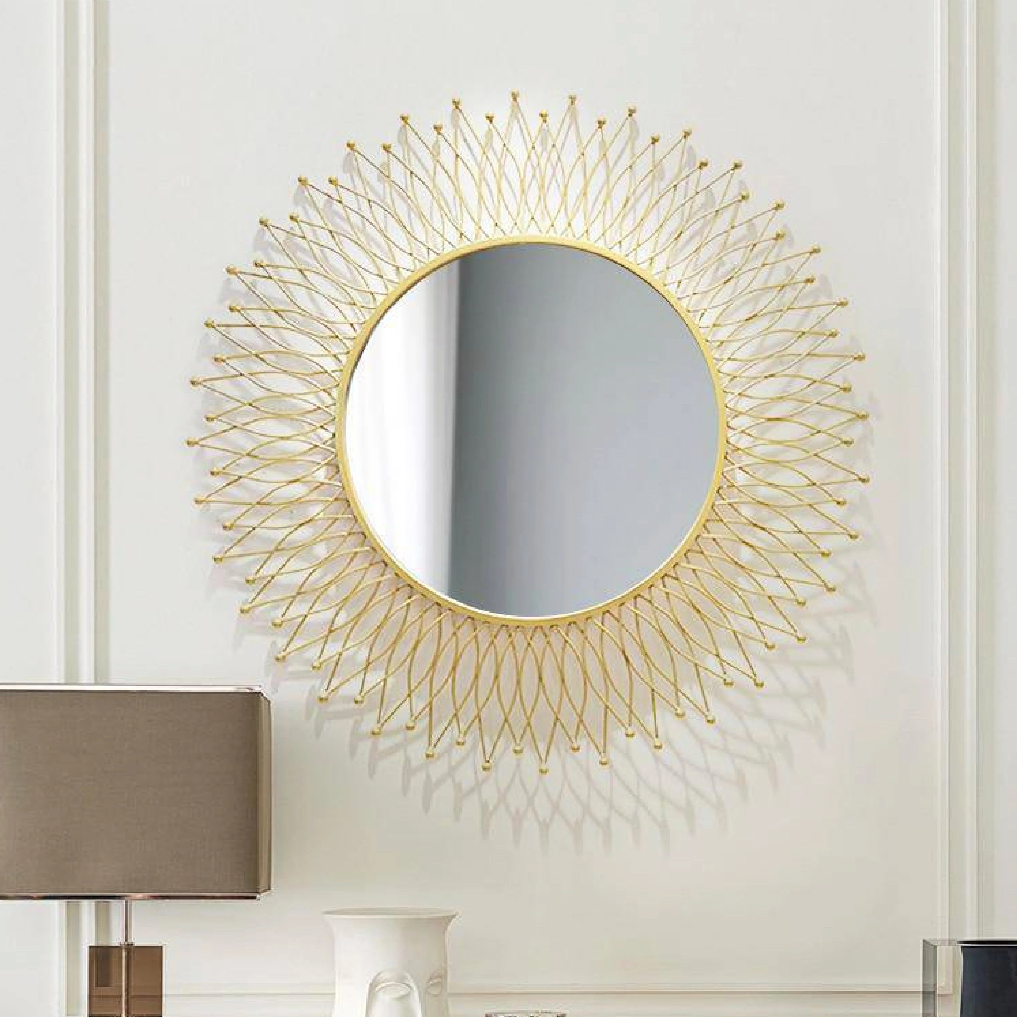 Sunflower Round Gold Metal Wall Mirror (100 cm) - Image 5