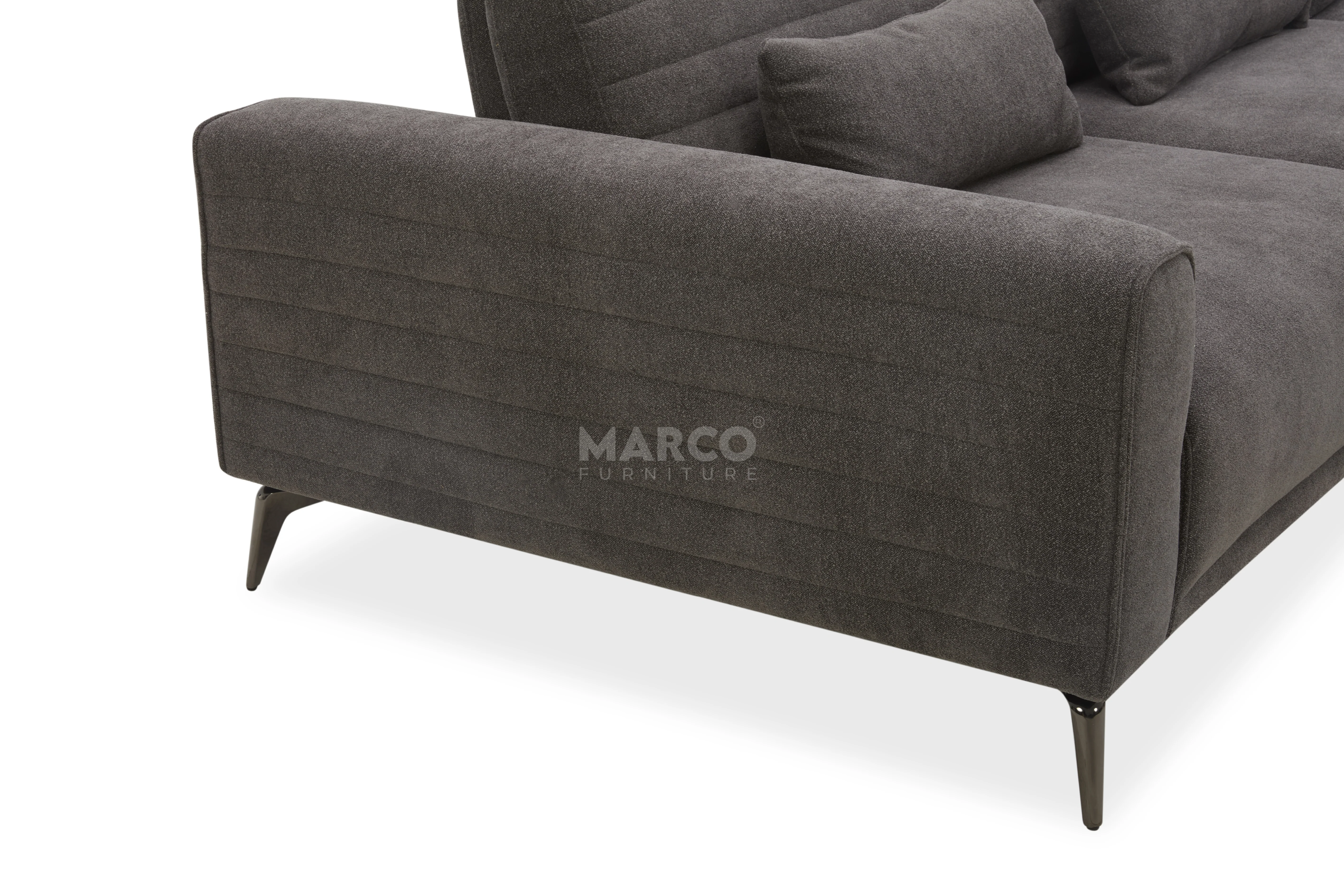 Glamour Upholstered Fabric Sectional Lounge – Modern L-Shape Sofa with Headrests - Image 10