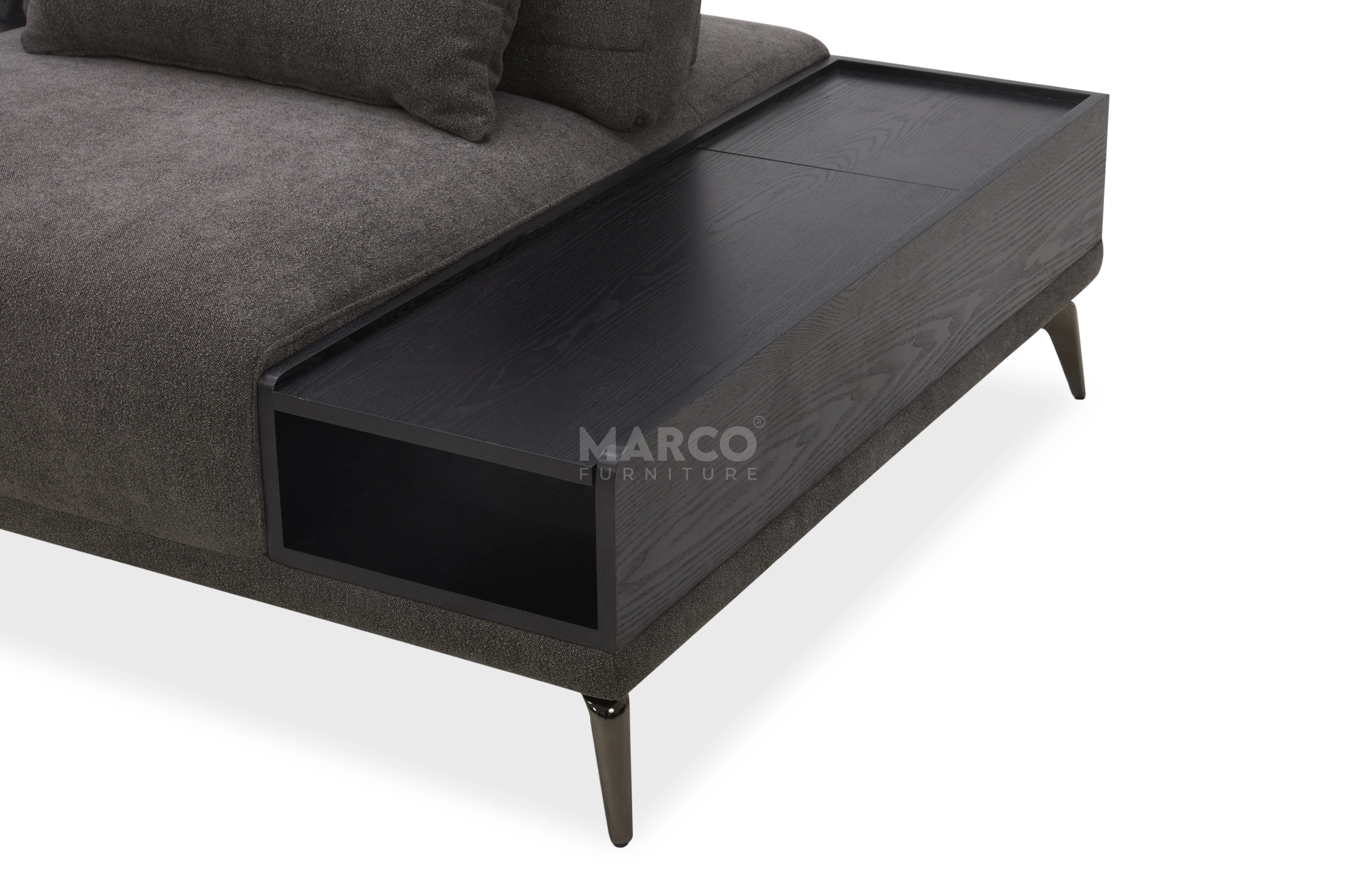 Glamour Upholstered Fabric Sectional Lounge – Modern L-Shape Sofa with Headrests - Image 11