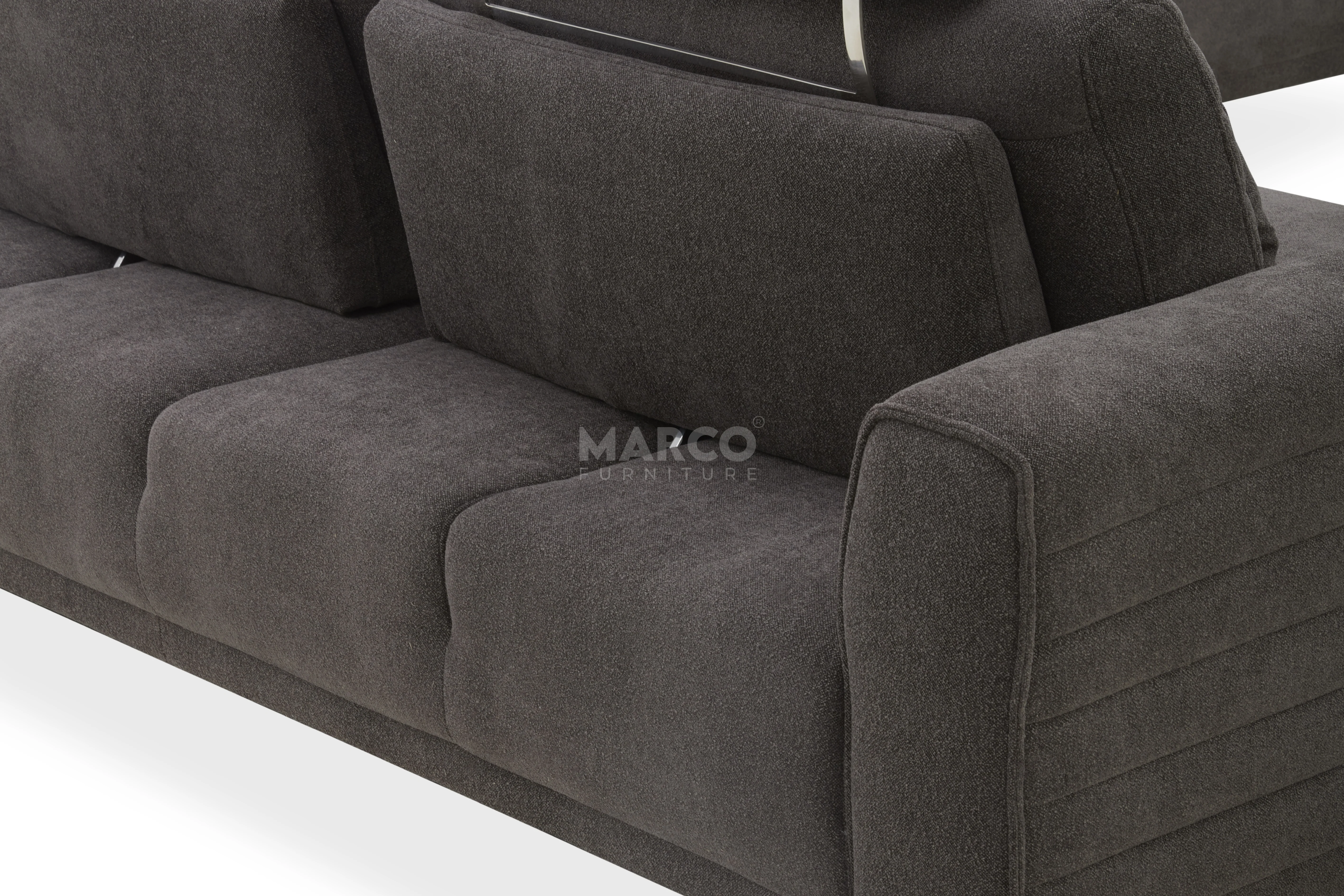 Glamour Upholstered Fabric Sectional Lounge – Modern L-Shape Sofa with Headrests - Image 14