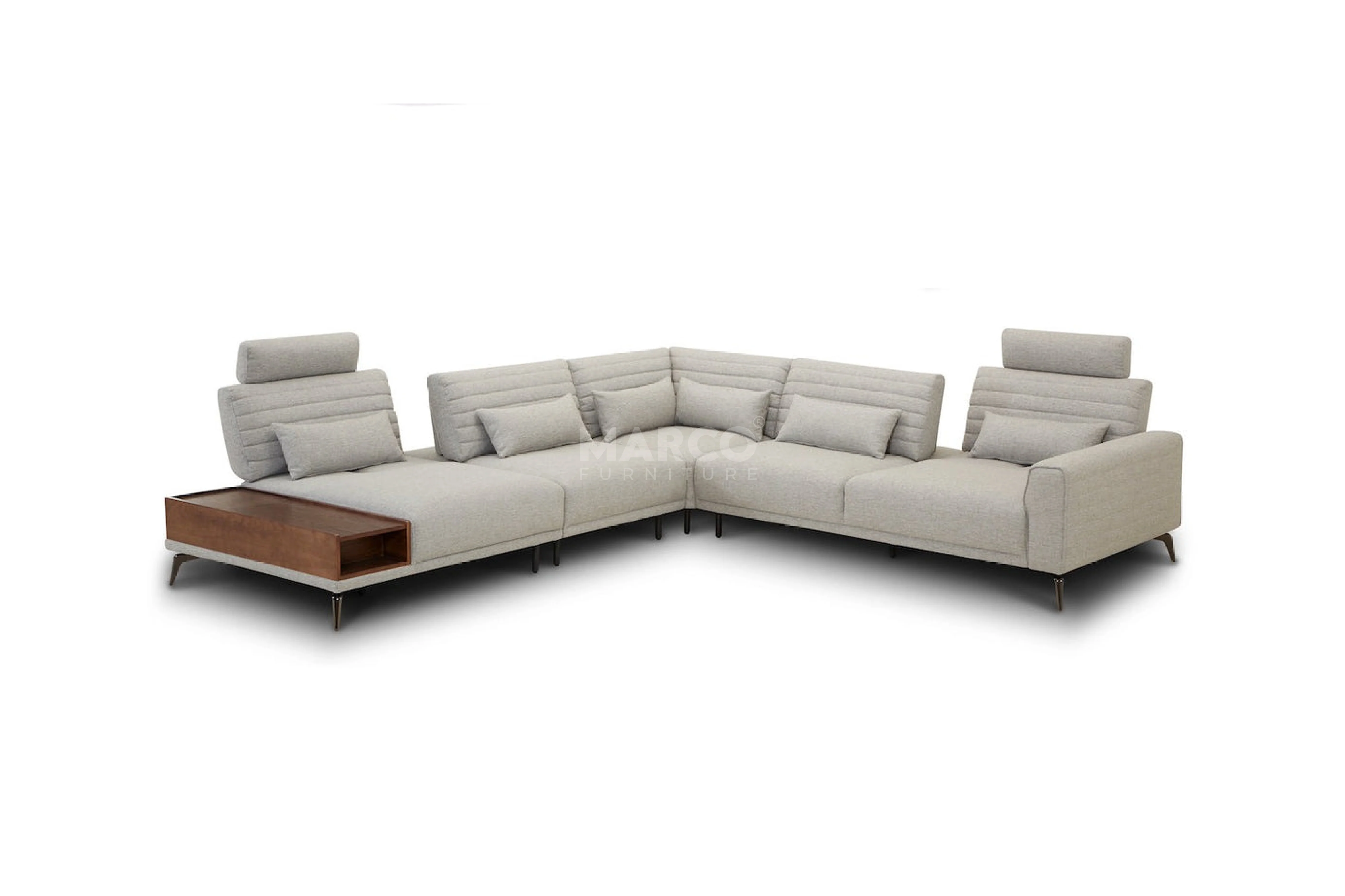 Glamour Upholstered Fabric Sectional Lounge – Modern L-Shape Sofa with Headrests - Image 3