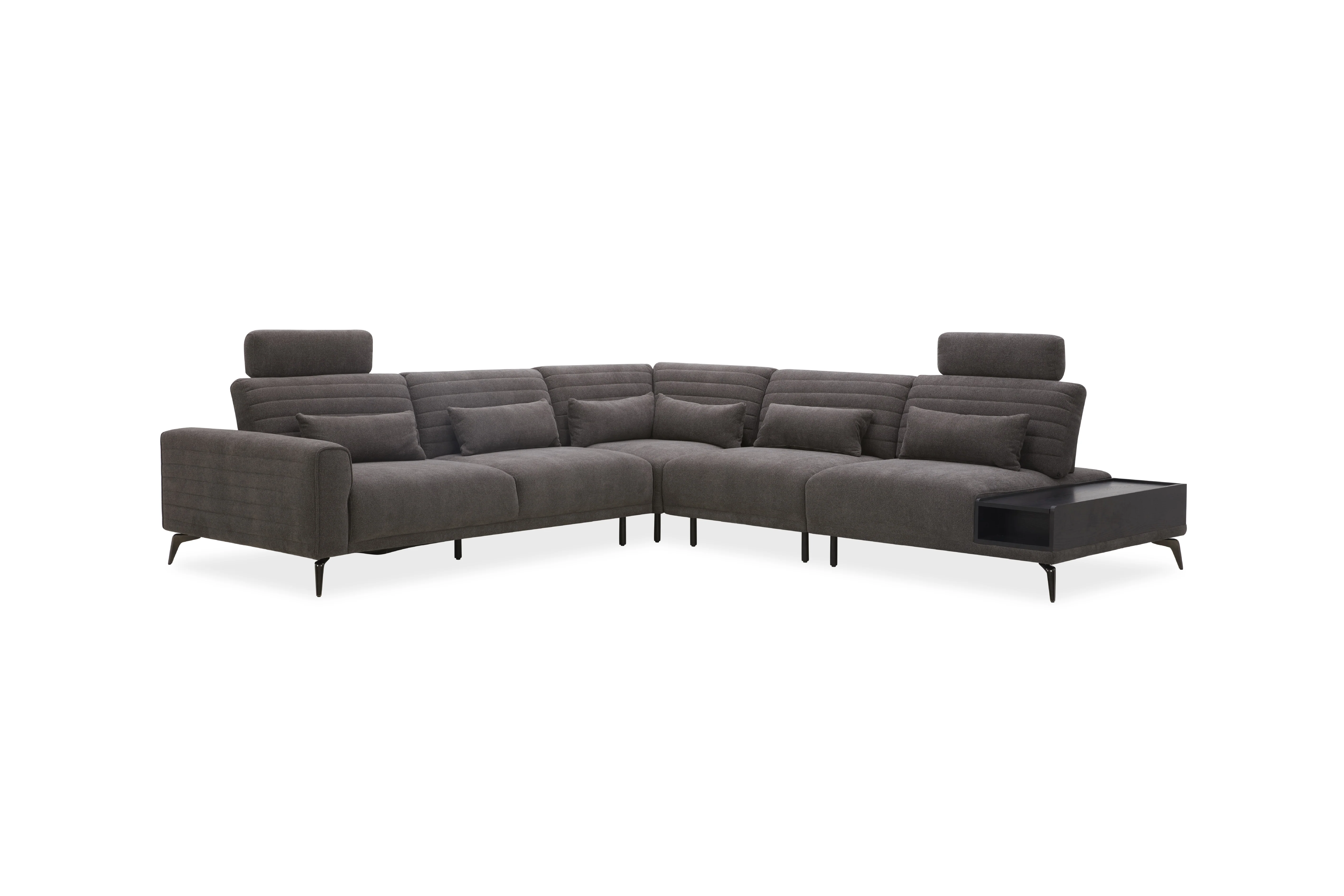 Glamour Upholstered Fabric Sectional Lounge – Modern L-Shape Sofa with Headrests - Image 4