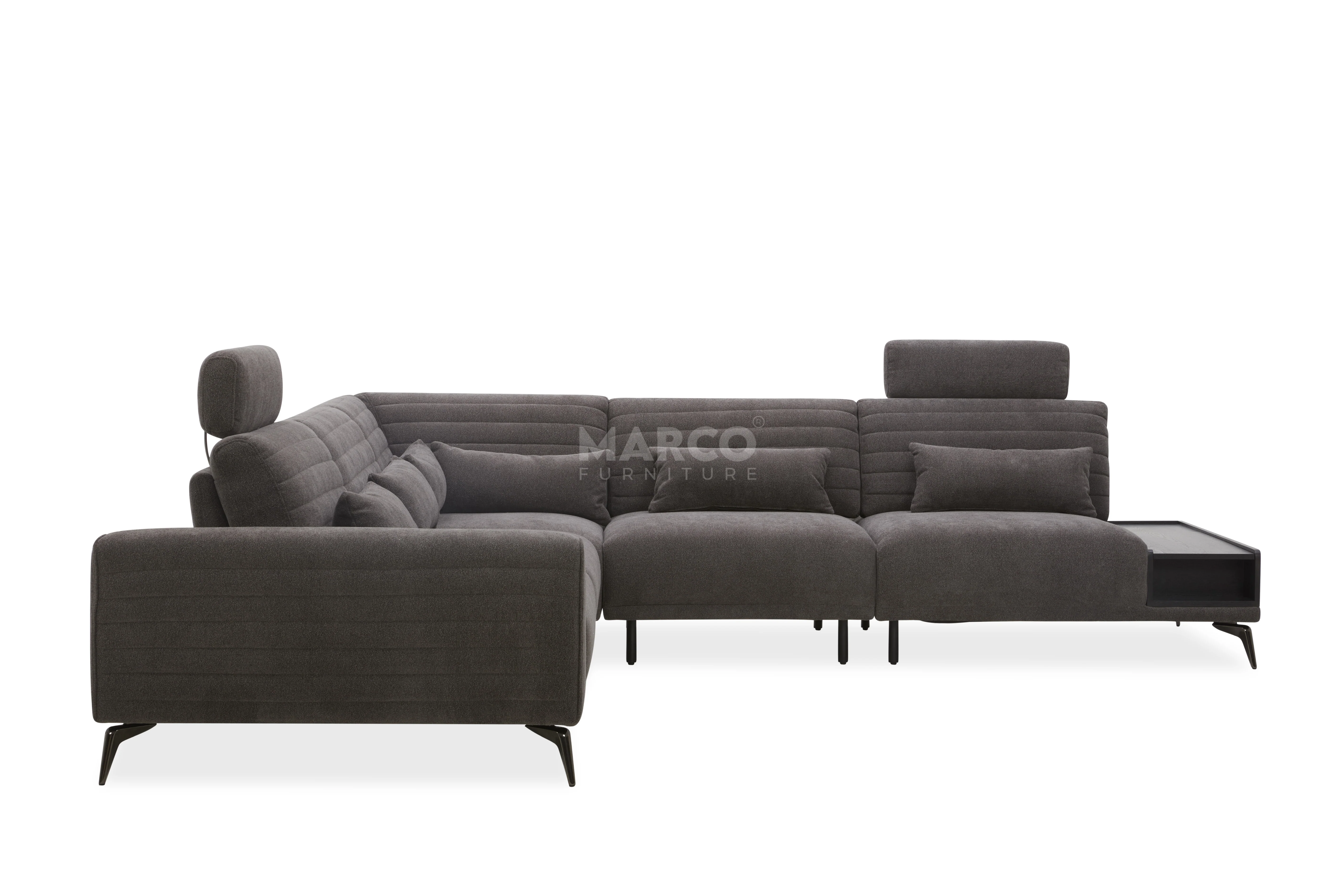 Glamour Upholstered Fabric Sectional Lounge – Modern L-Shape Sofa with Headrests - Image 6