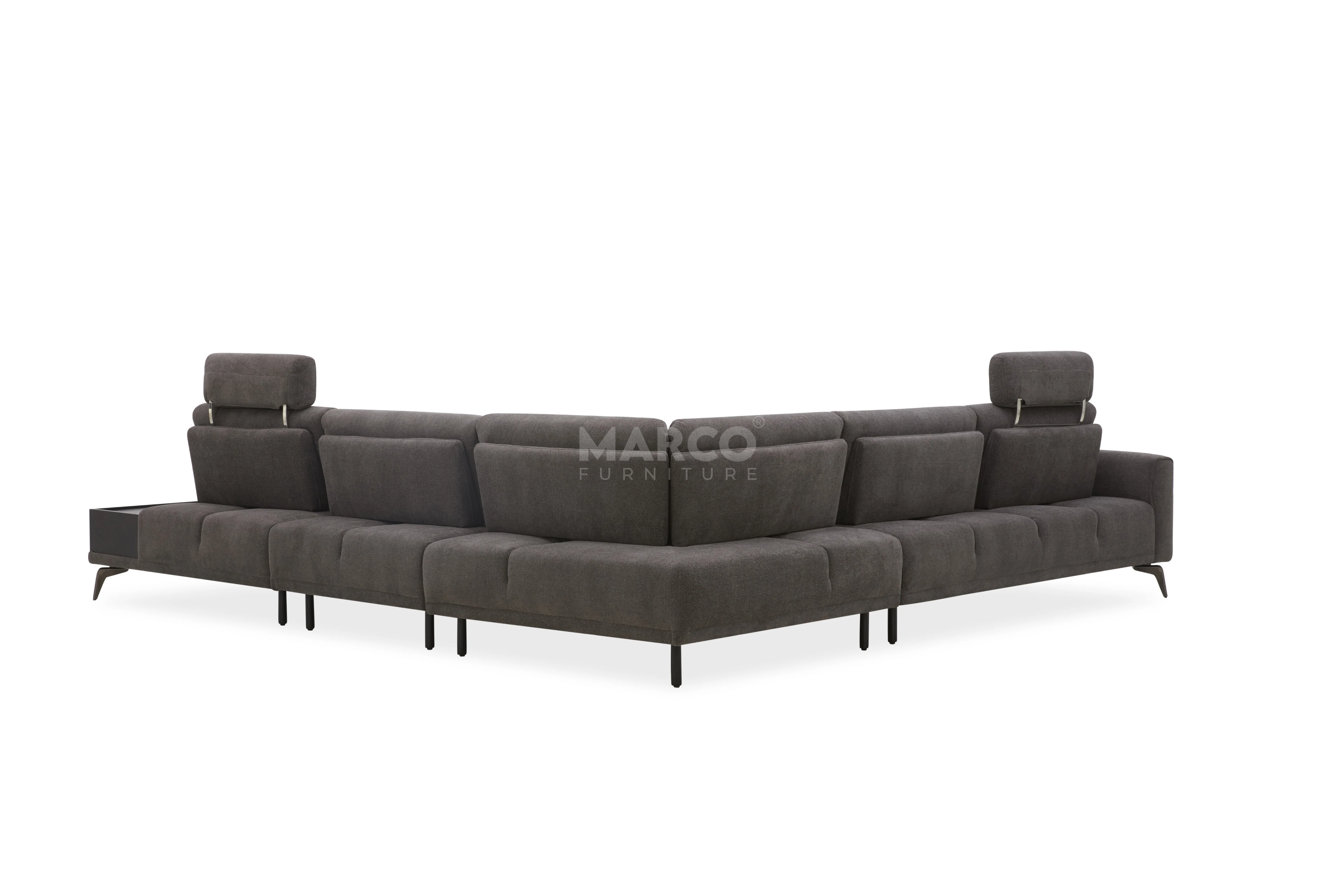 Glamour Upholstered Fabric Sectional Lounge – Modern L-Shape Sofa with Headrests - Image 7