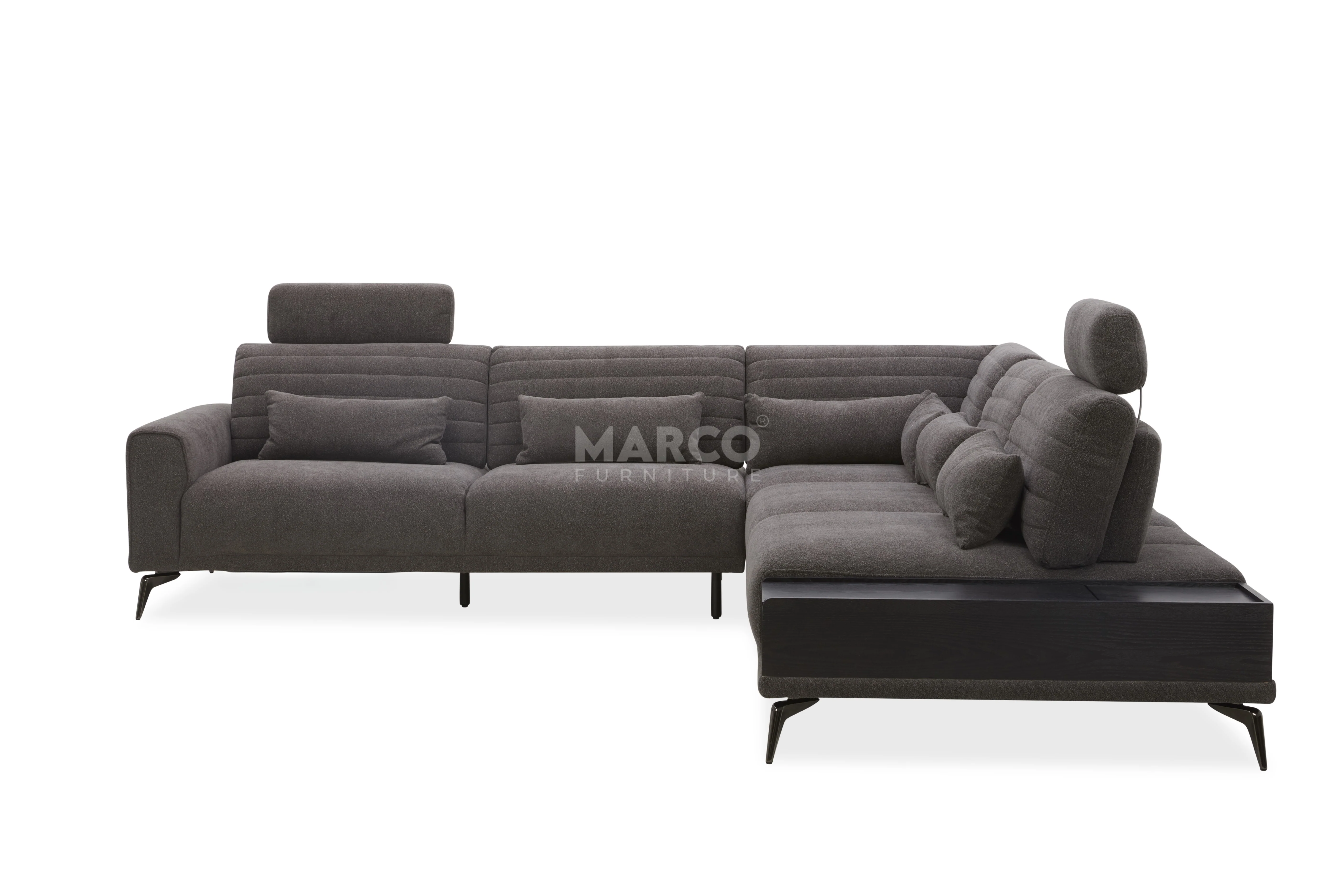 Glamour Upholstered Fabric Sectional Lounge – Modern L-Shape Sofa with Headrests - Image 8
