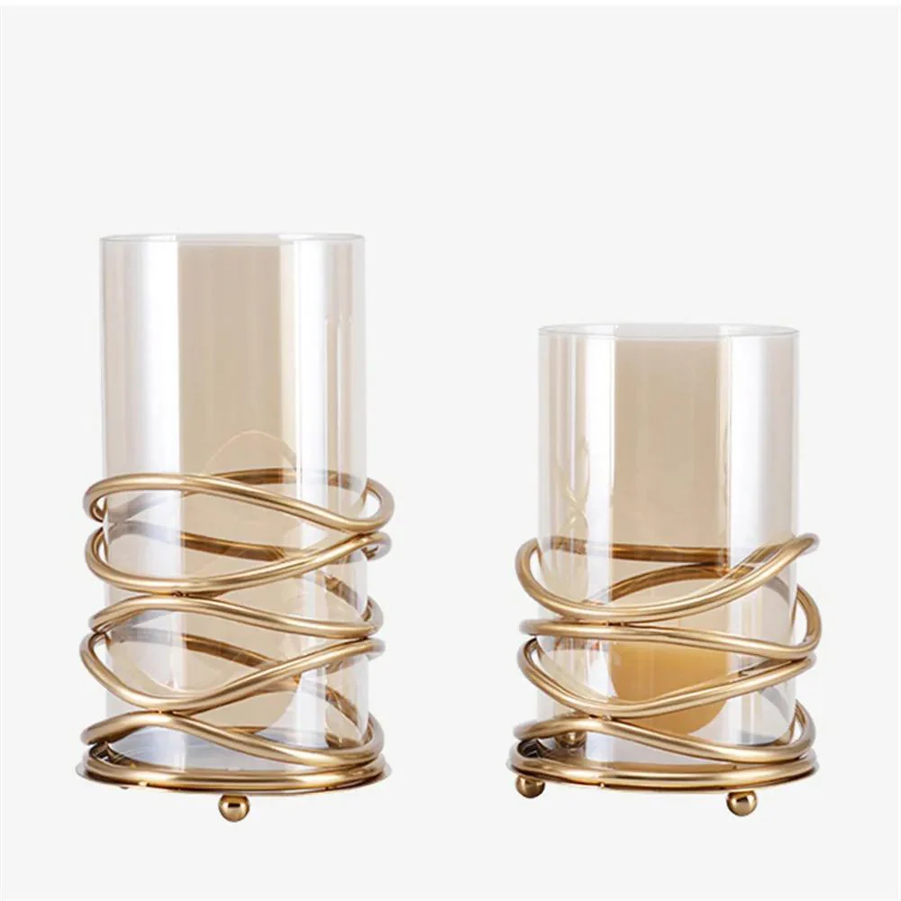 Hurricane Gold Spiral Glass Candle Holder Set - Image 11