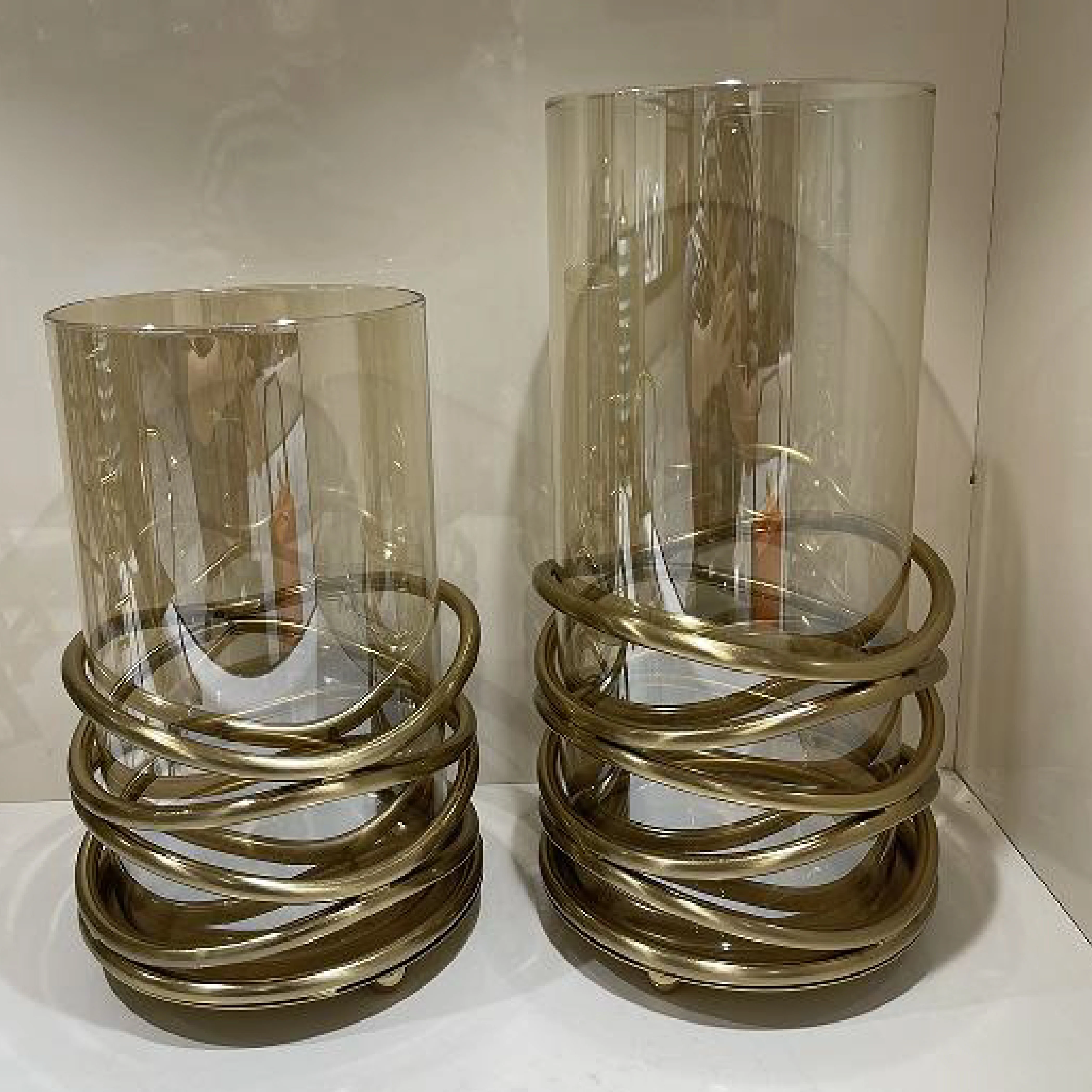 Hurricane Gold Spiral Glass Candle Holder Set - Image 8