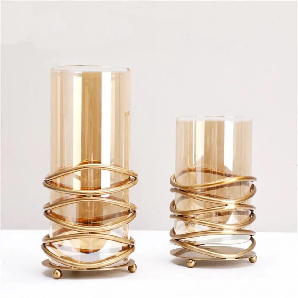 Hurricane Gold Spiral Glass Candle Holder Set - Image 9