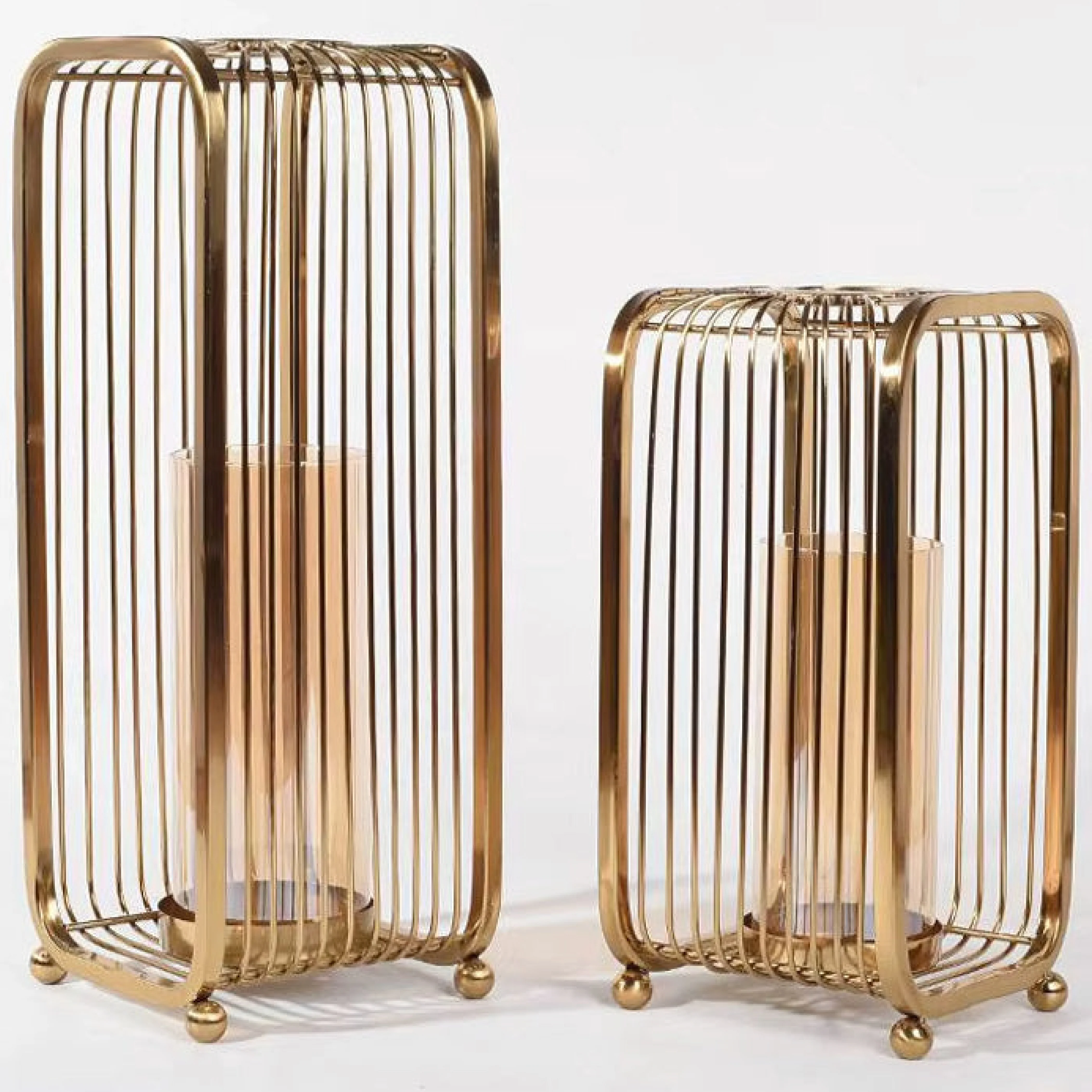 Gold Cage Candle Holder Set - Image 3