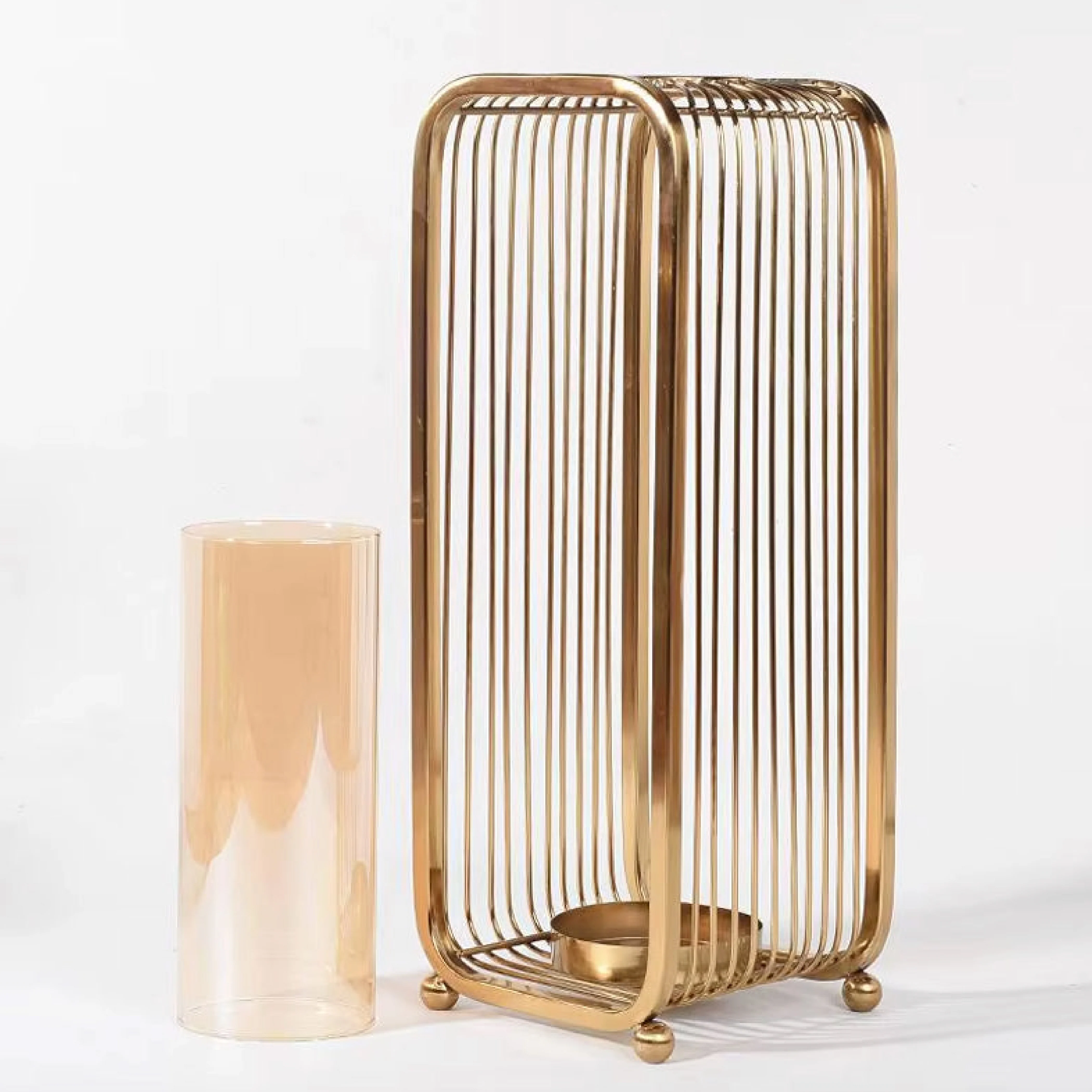 Gold Cage Candle Holder Set - Image 4