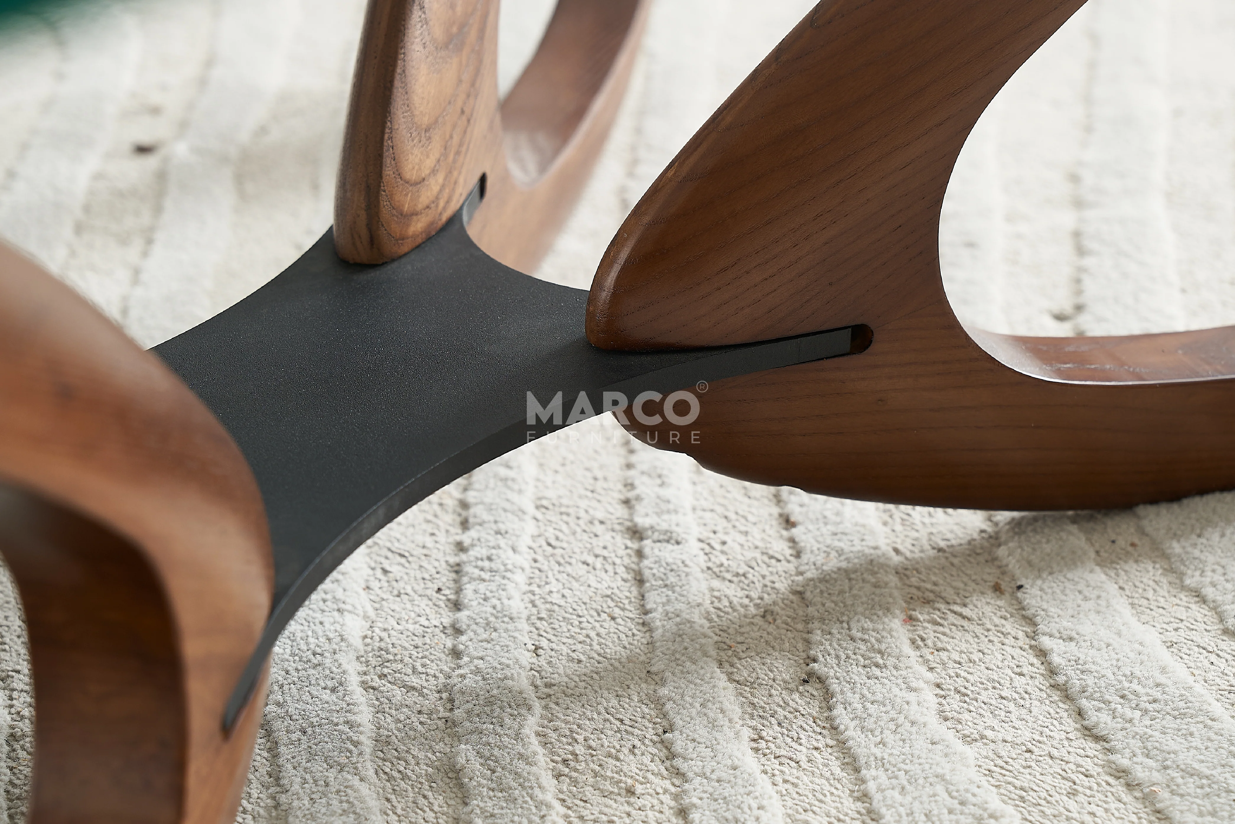 Gucci Modern Coffee Table with Tempered Glass Top and Solid Ash Wood Base - Image 5